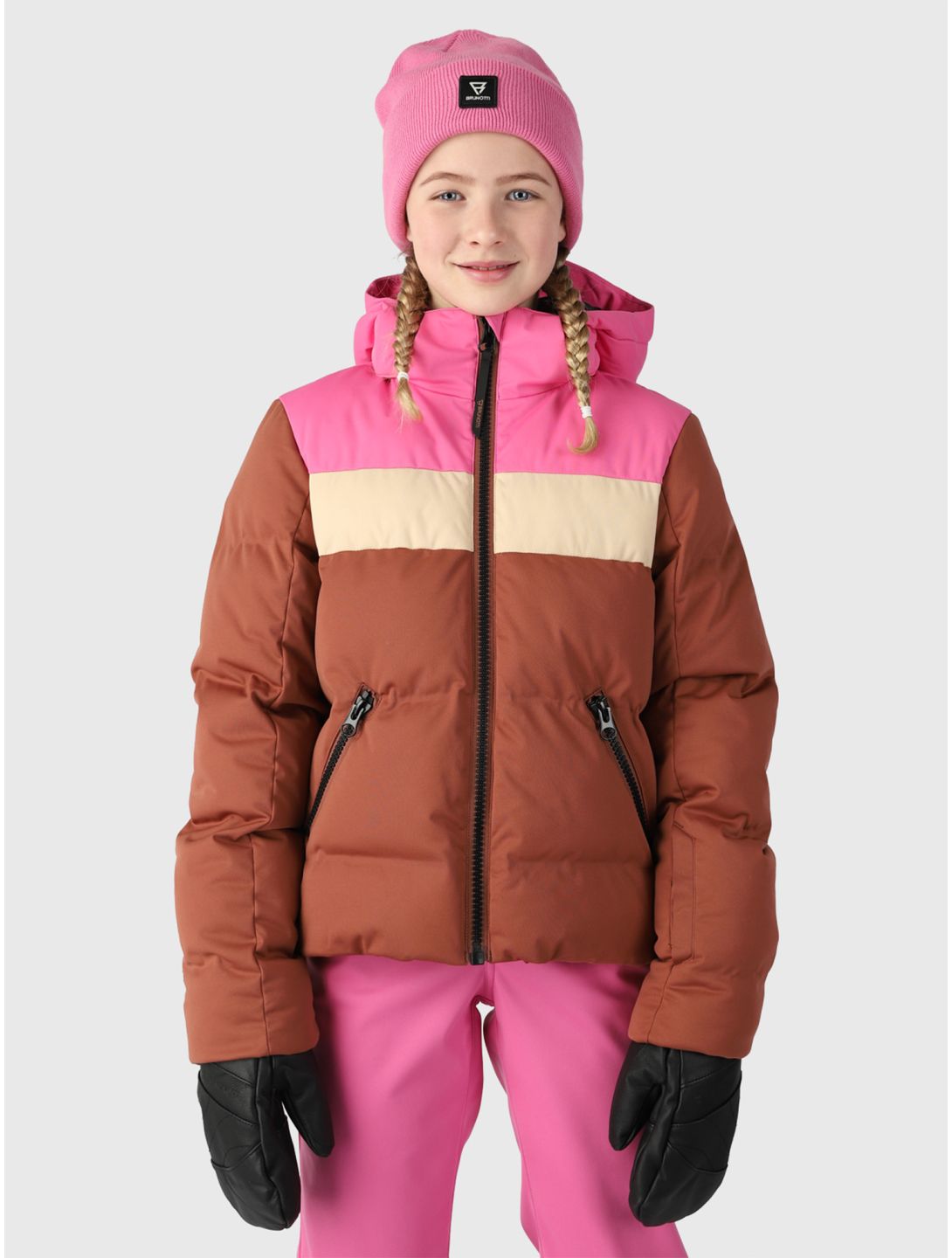 Brunotti, Niagony ski-jas kinderen Mahoganny bruin, roze 