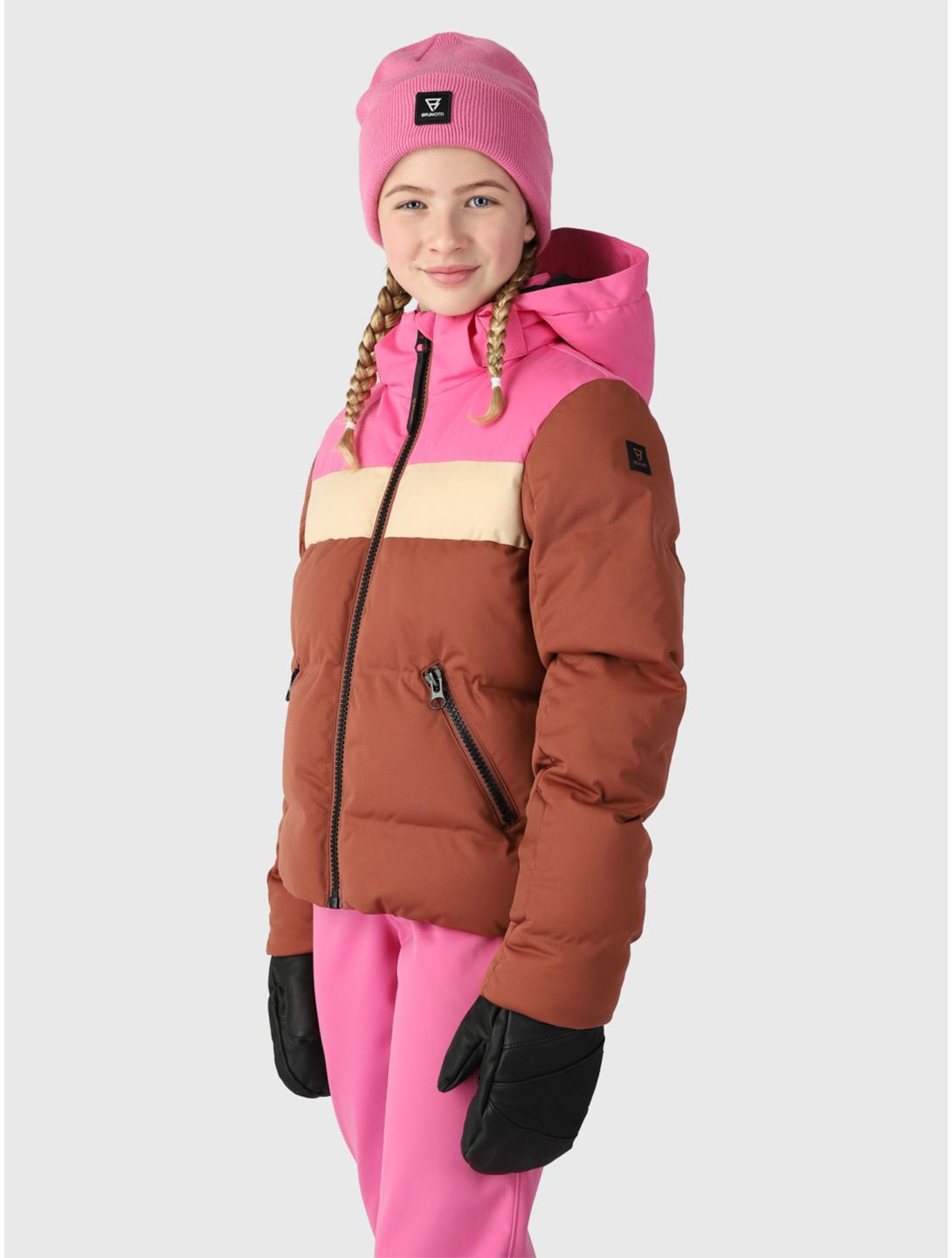 Brunotti, Niagony ski-jas kinderen Mahoganny bruin, roze 