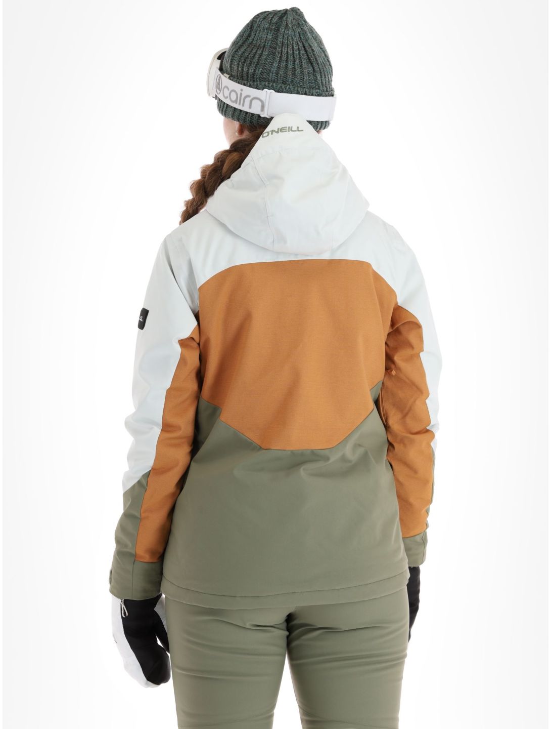 O'Neill, Carbonite ski-jas dames London Fog Colour Block bruin, groen, wit 