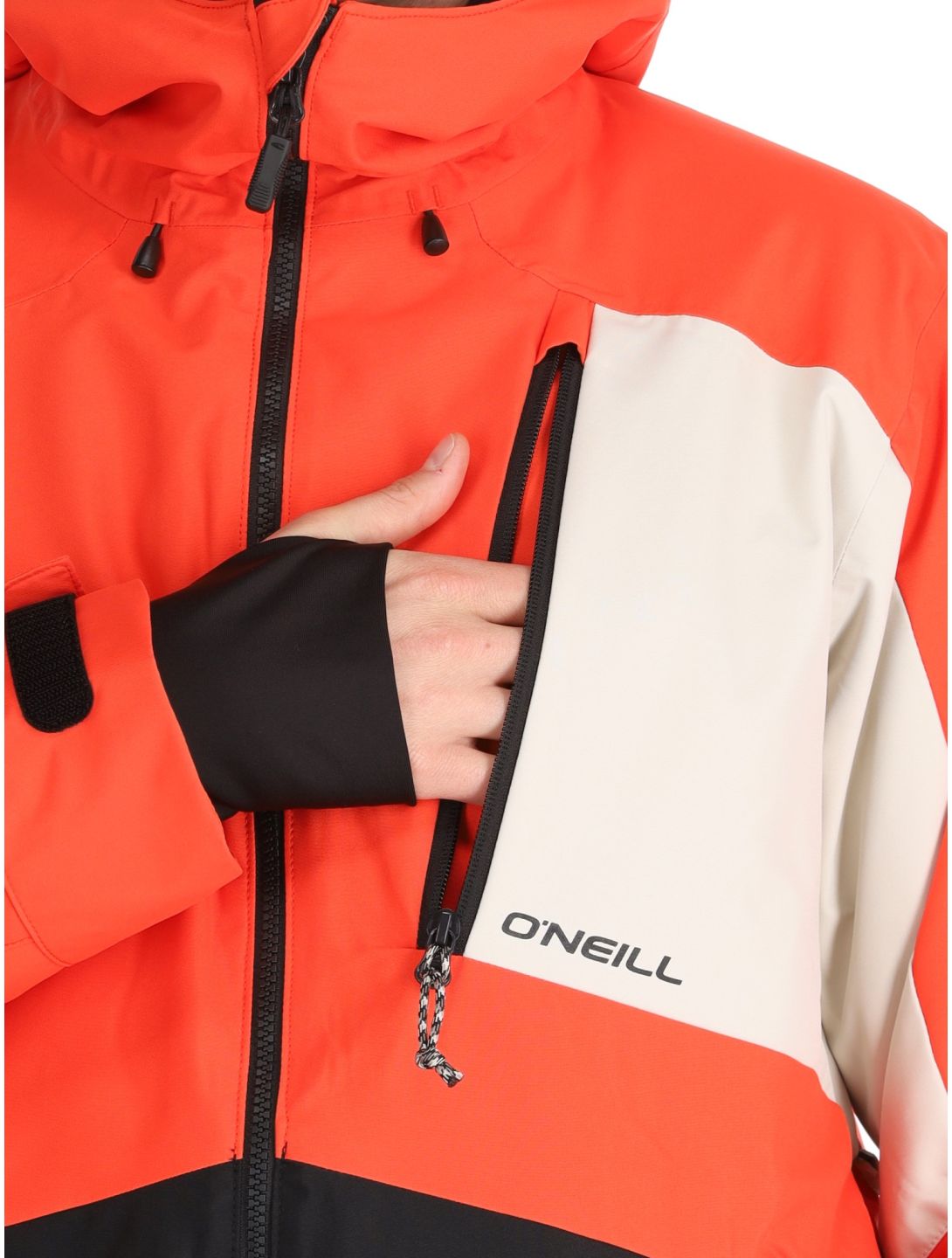 O'Neill, Hammer Block Snow AA Jas gevoerd heren Paprika Flame Colour Block Oranje, Wit, Zwart 