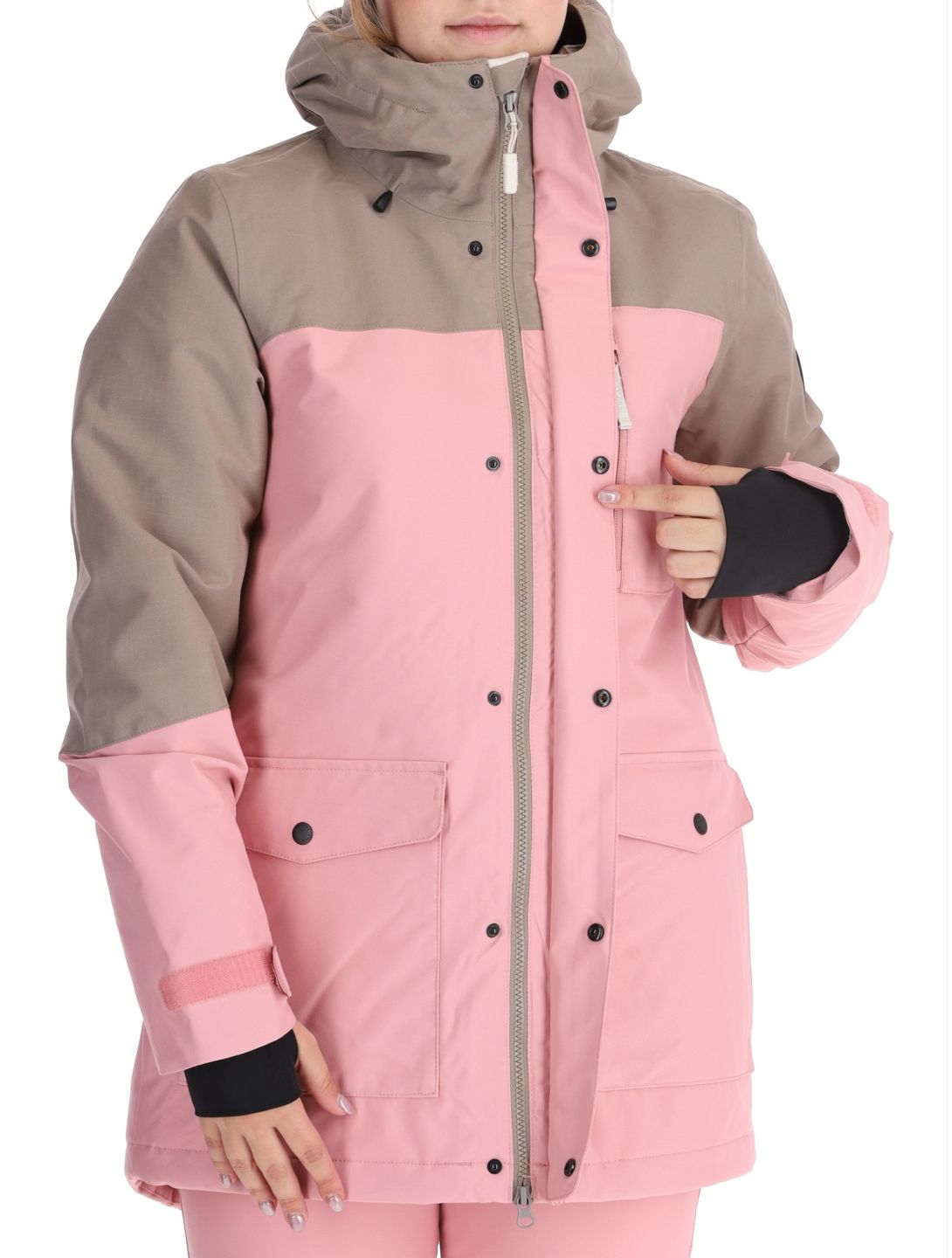 O'Neill, Utility Hybrid AA Jas gevoerd dames Genuine Pink Colour Block Bruin, Roze, Wit 