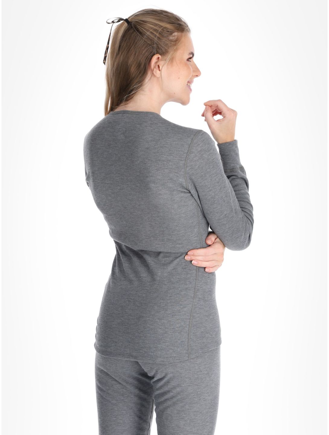 Odlo, Active Warm Eco FA Thermoshirt dames Odlo Steel Grey Melange Grijs 