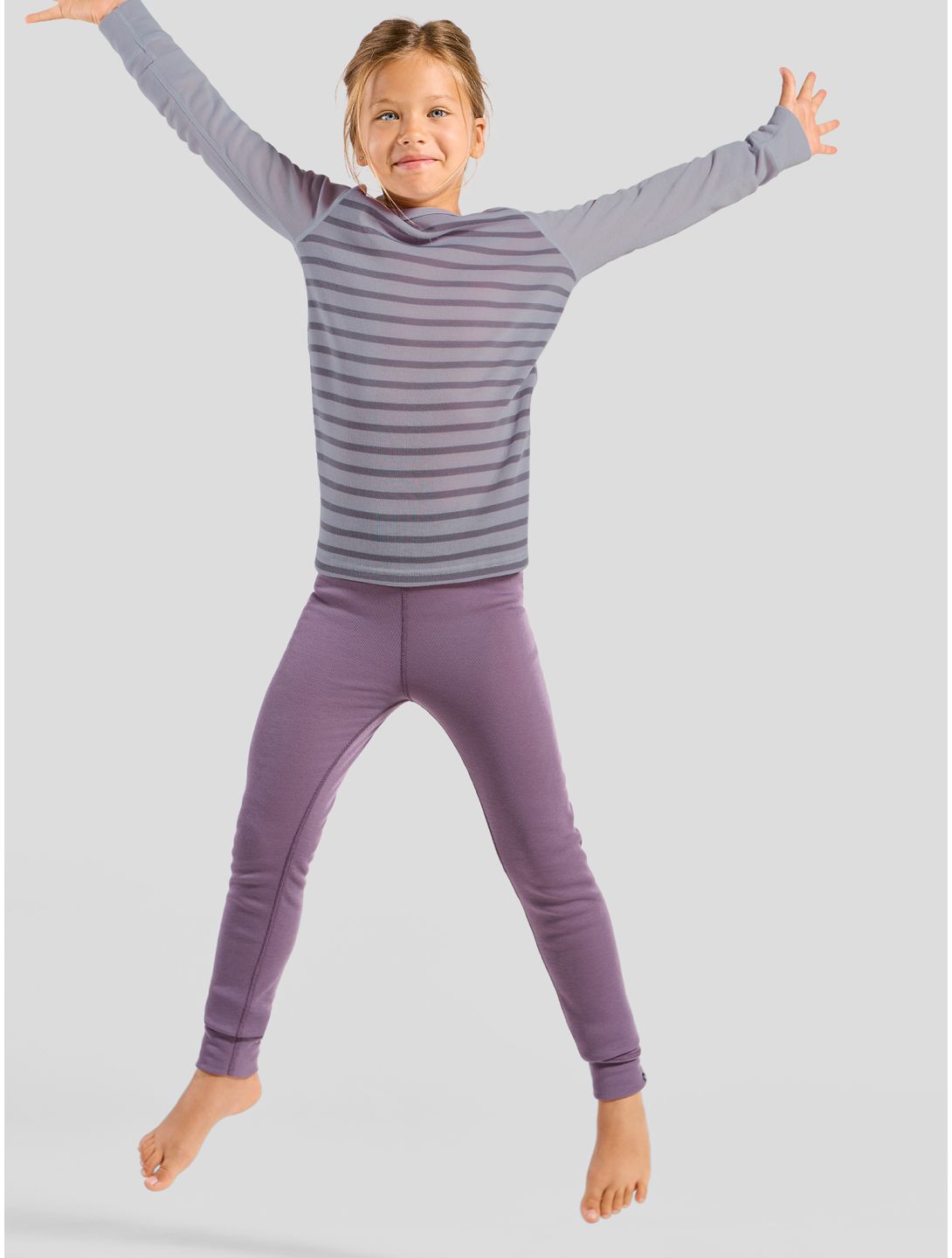 Odlo, Active Warm Eco FA Thermoshirt kinderen Misty Lilac - Gray Ridge Grijs, Roze 