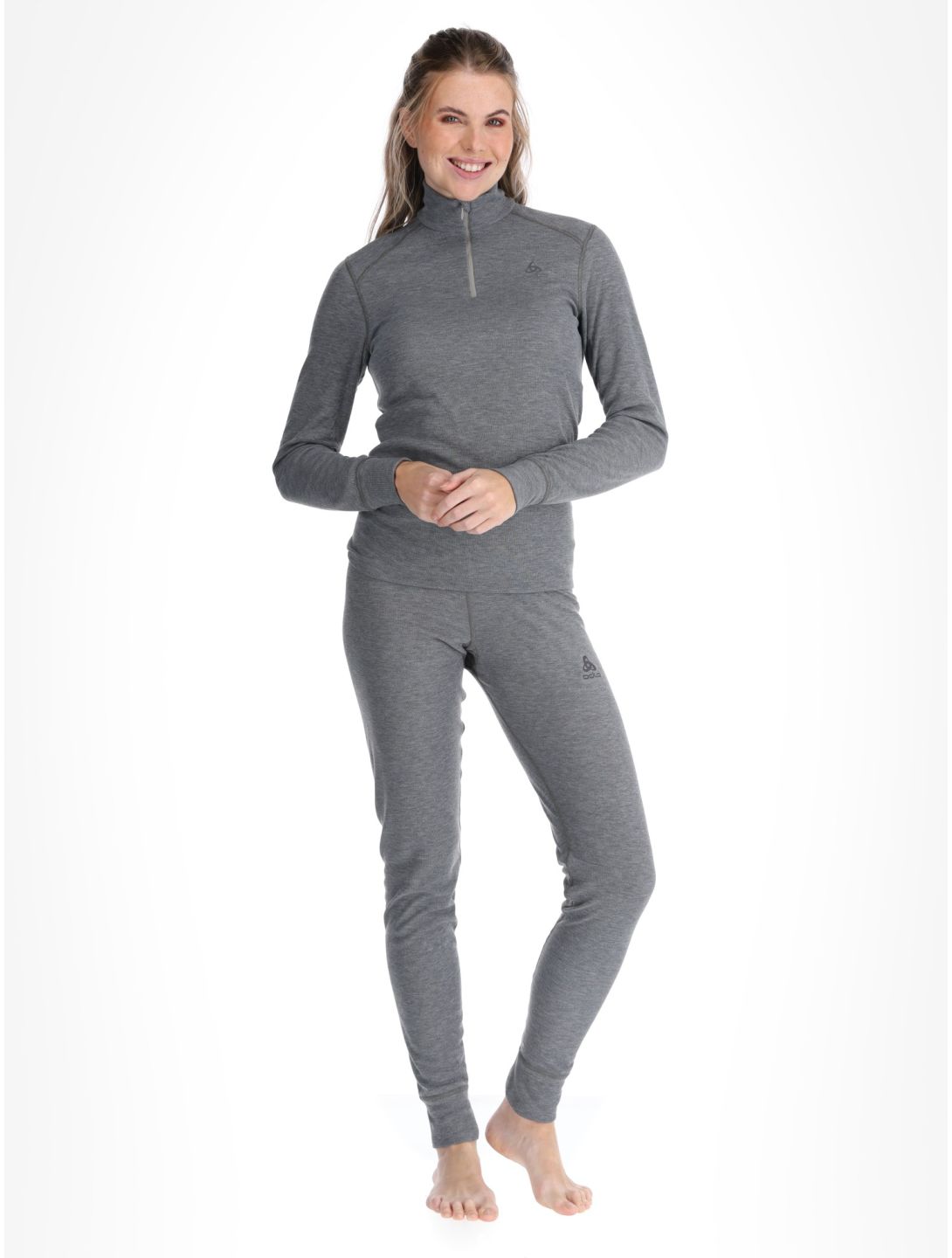 Odlo, Active Warm Eco GA Ski pully dames Odlo Steel Grey Melange Grijs 