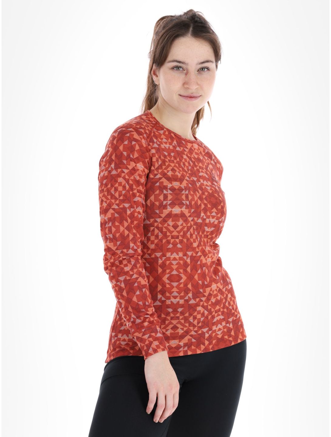 Odlo, Active Warm Eco Graphic thermoshirt dames Cinnabar bruin 