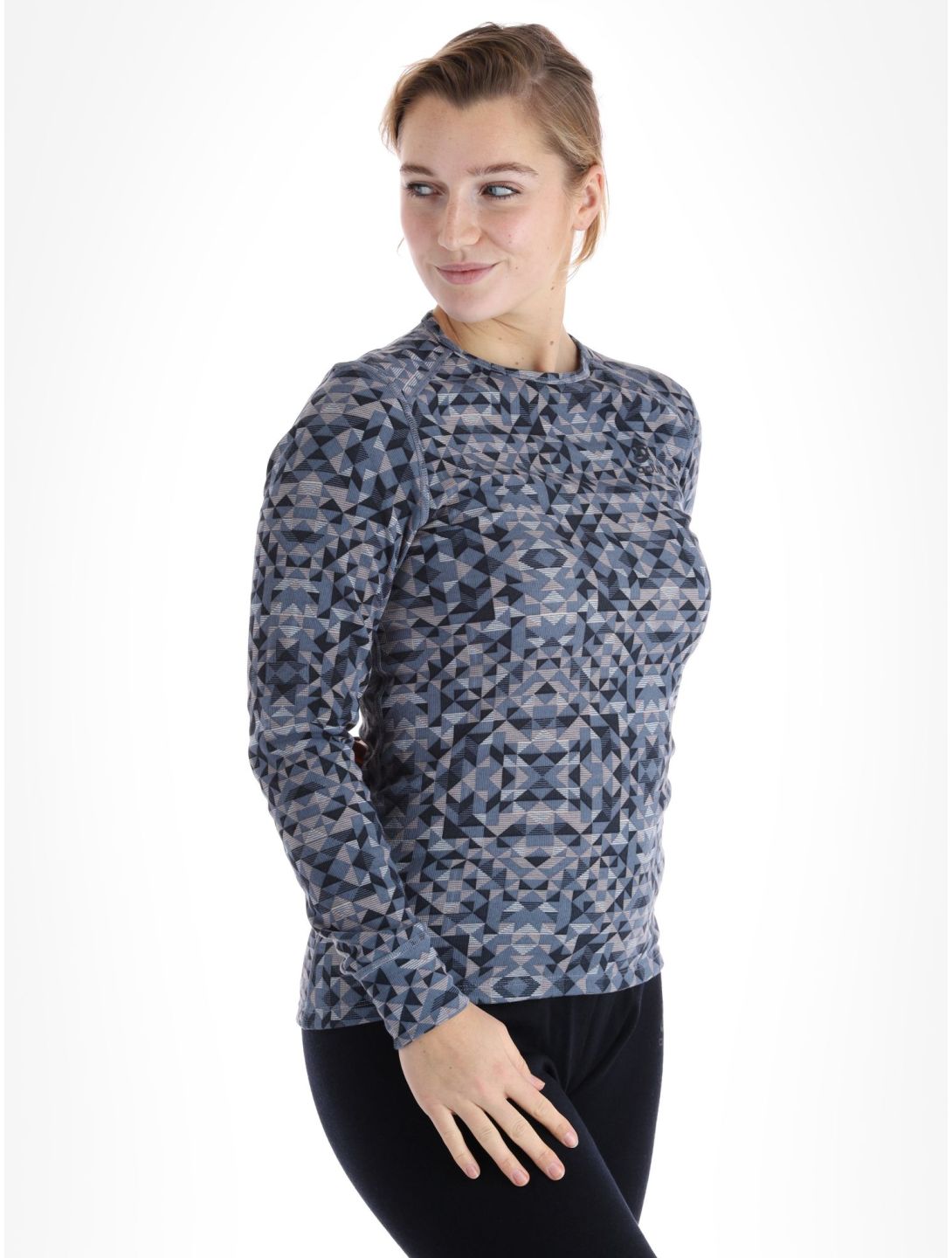 Odlo, Active Warm Eco Graphic thermoshirt dames Folkstone Gray grijs 