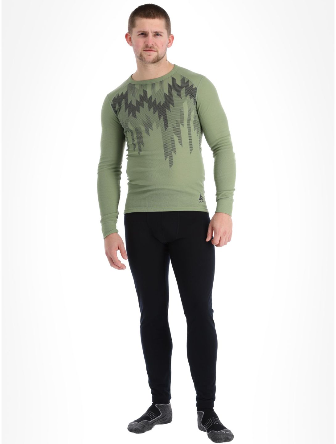 Odlo, Active Warm Eco Graphic thermoshirt heren Matte Green groen 