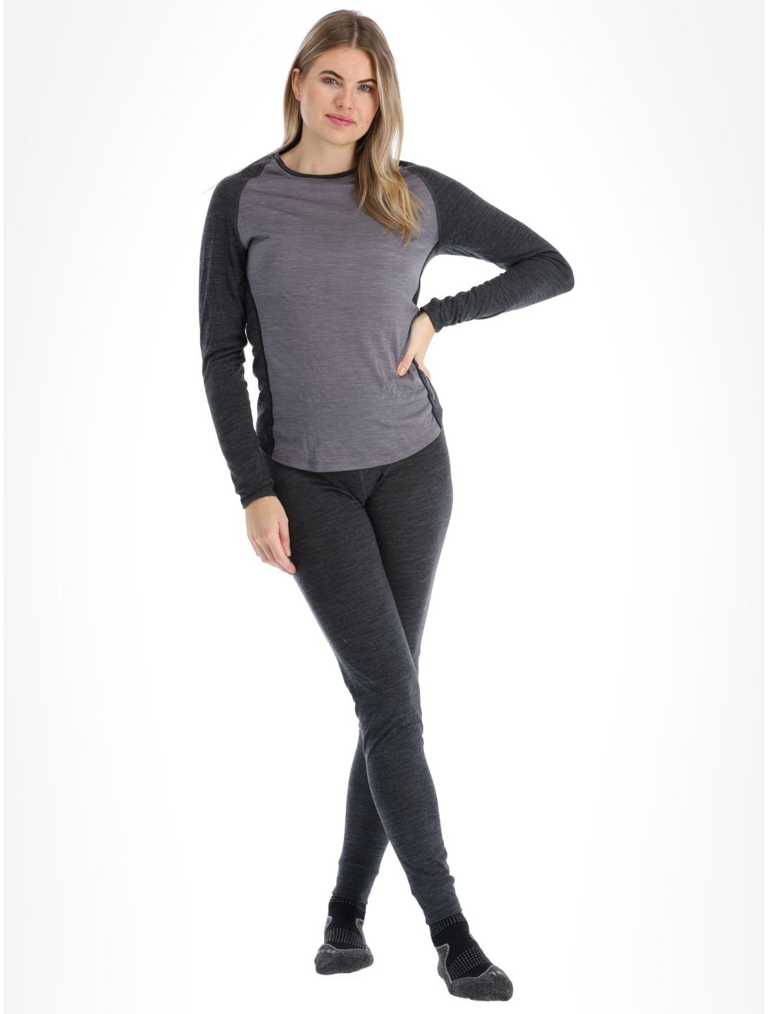 Odlo, Natural Performance PW 150 thermoshirt dames Grey Melange - Dark Grey Melange grijs 