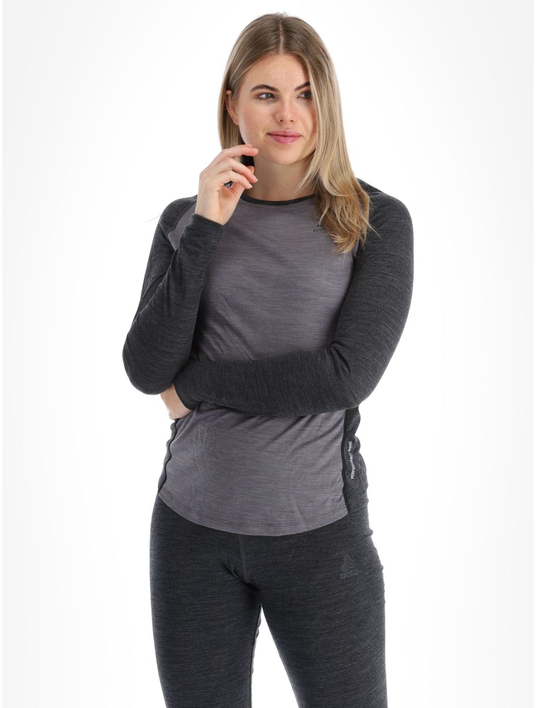 Odlo, Natural Performance PW 150 thermoshirt dames Grey Melange - Dark Grey Melange grijs 