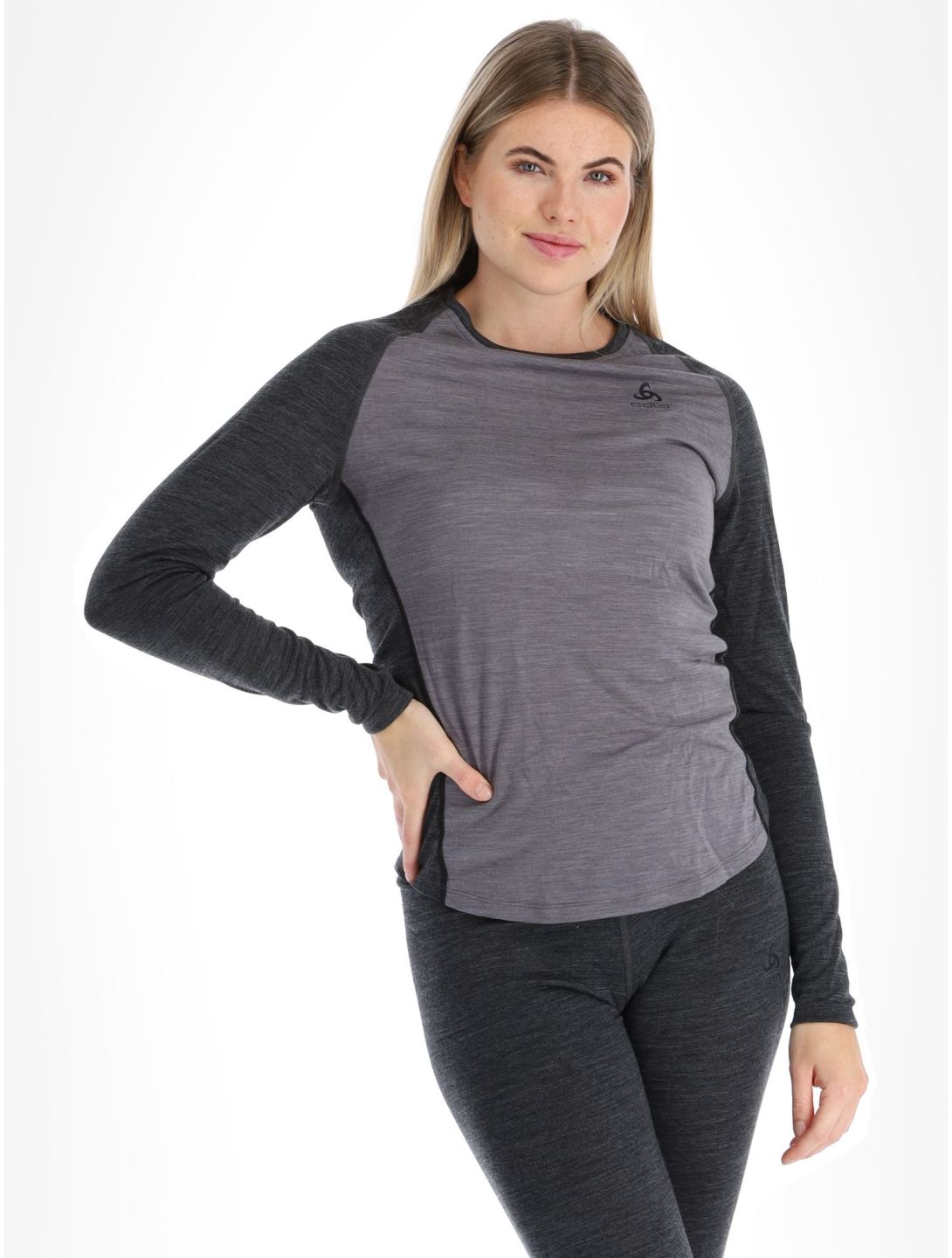 Odlo, Natural Performance PW 150 thermoshirt dames Grey Melange - Dark Grey Melange grijs 