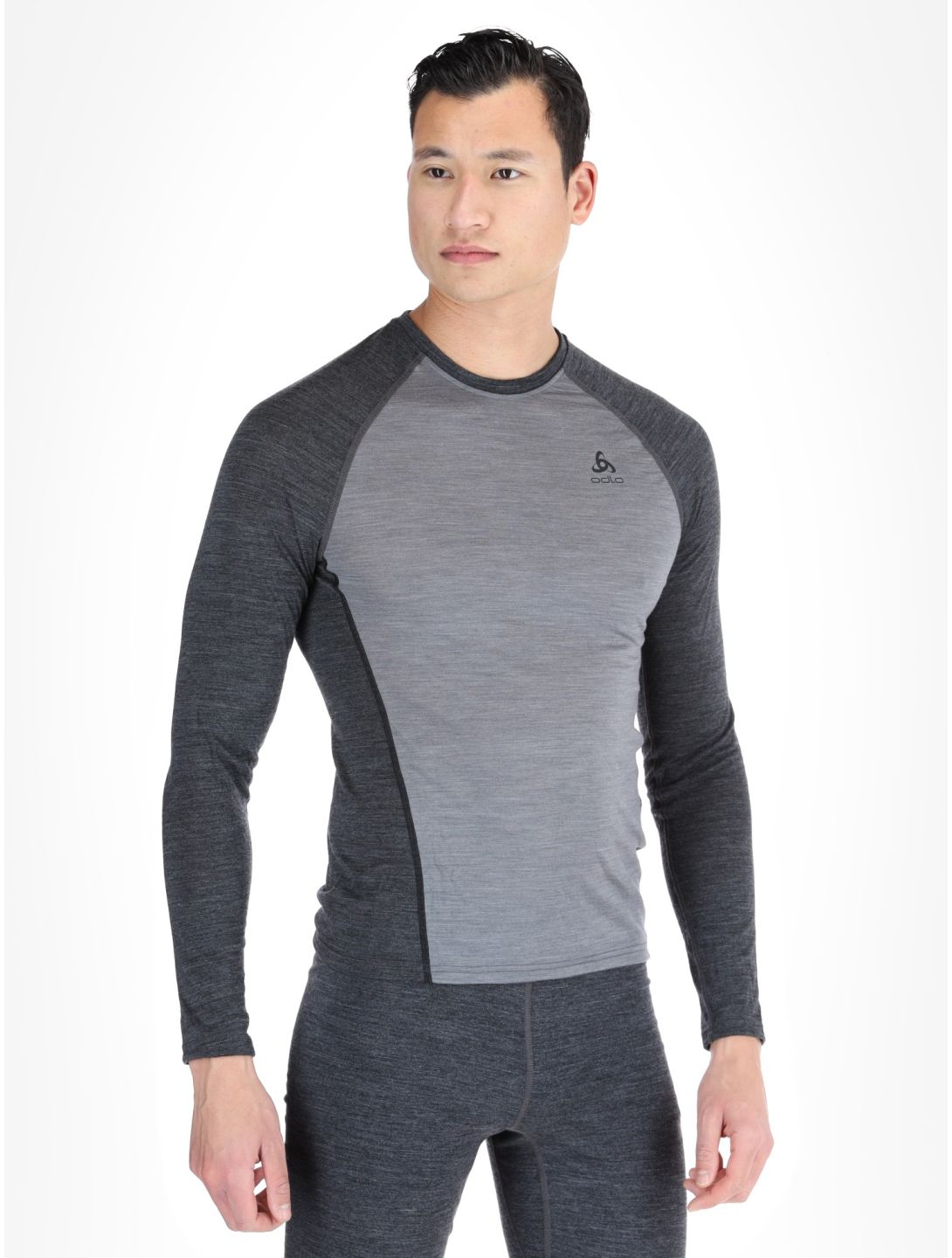 Odlo, Natural Performance PW 150 FA Thermoshirt heren Grey Melange - Dark Grey Melange Grijs 