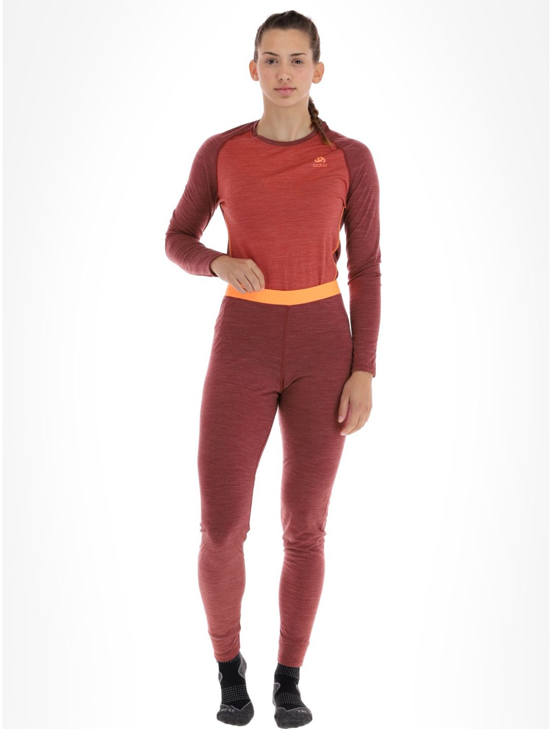 Odlo, Natural Performance PW 150 thermobroek dames Spiced Apple Melange  - Live Wire bordeaux 