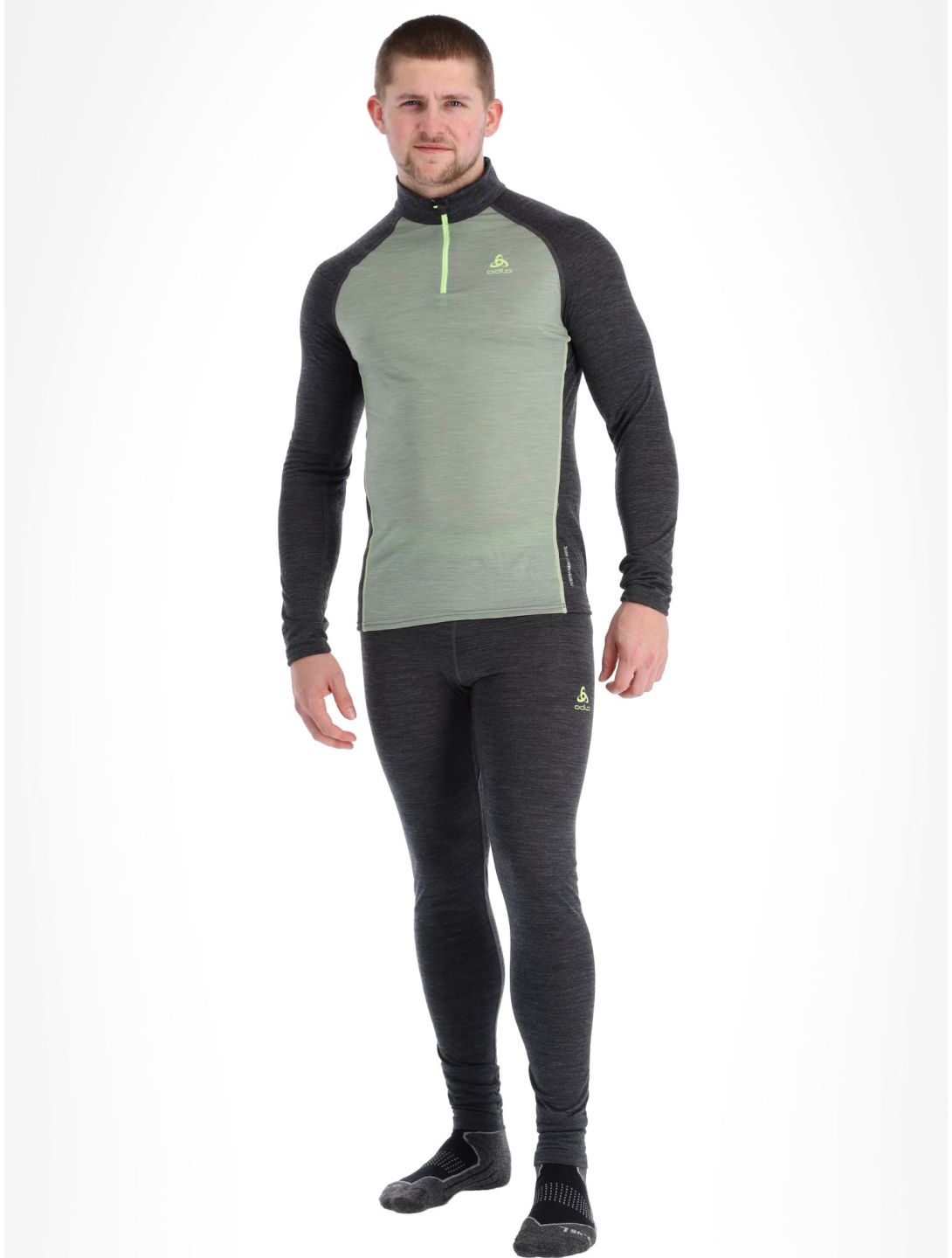 Odlo, Natural Performance PW 150 skipully heren Matte Green - Dark Grey Melange grijs, groen 