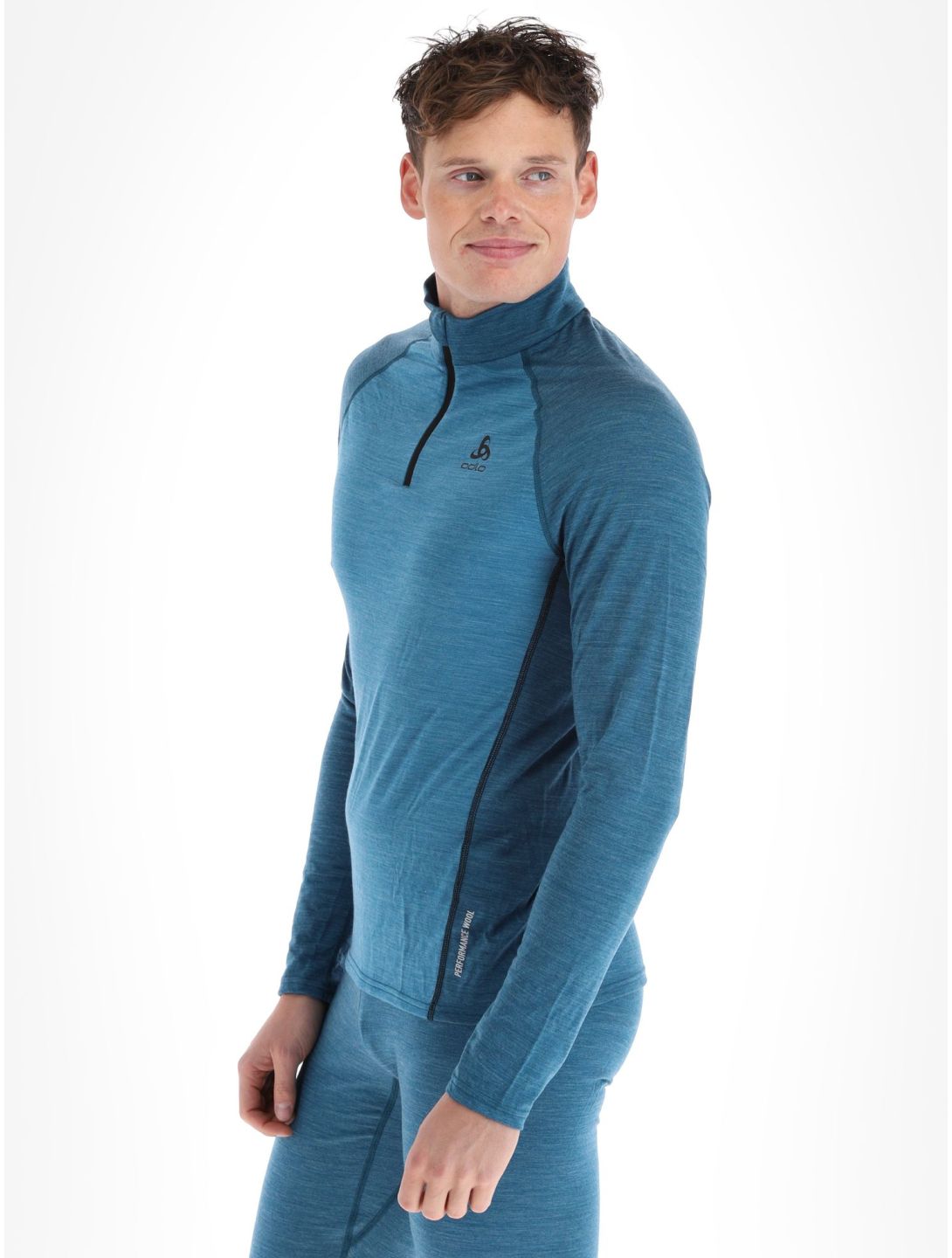 Odlo, Natural Performance PW 150 skipully heren Saxony Blue - Deep Dive Melange blauw 