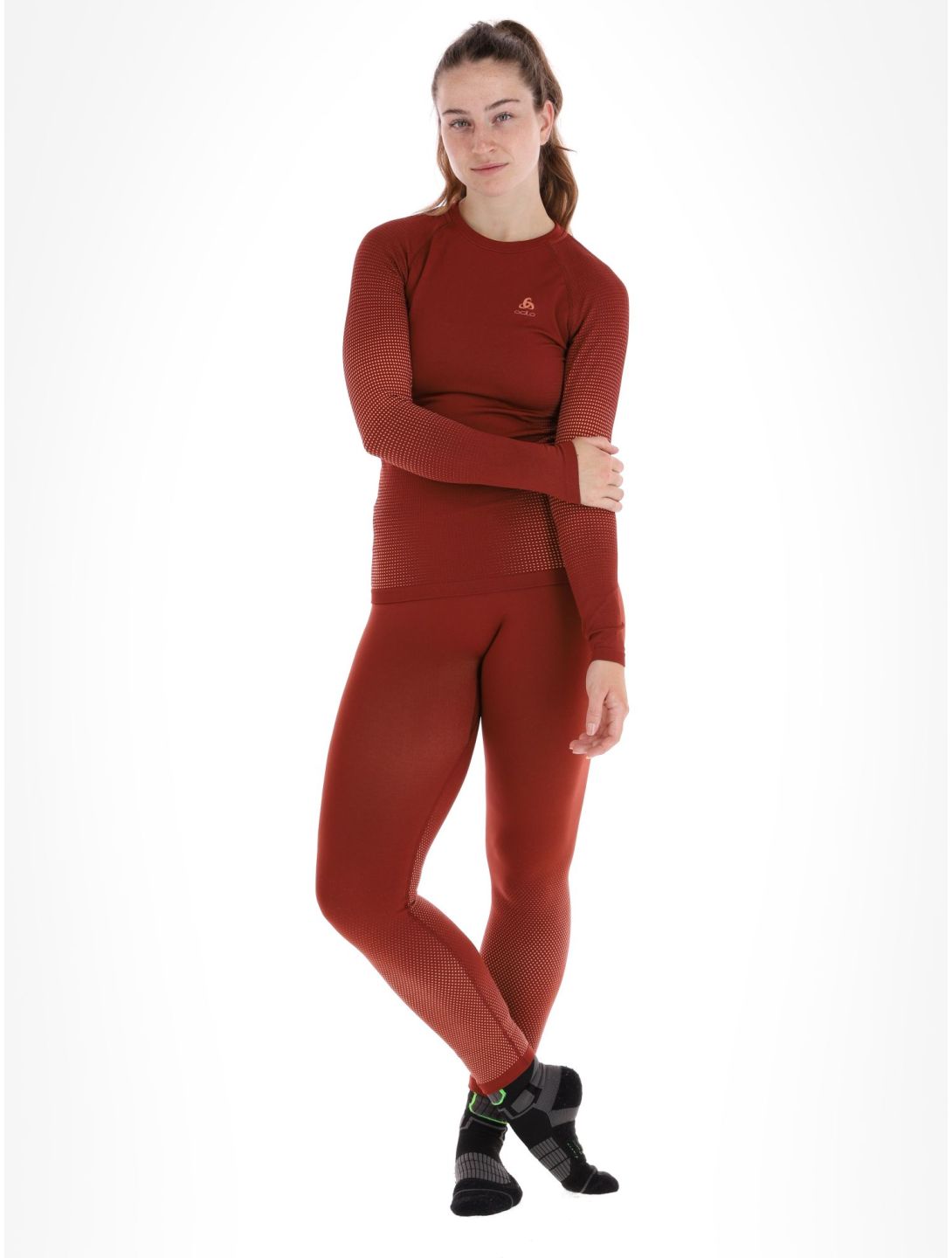 Odlo, Perfomance Warm Eco thermoshirt dames Spiced Apple bordeaux 