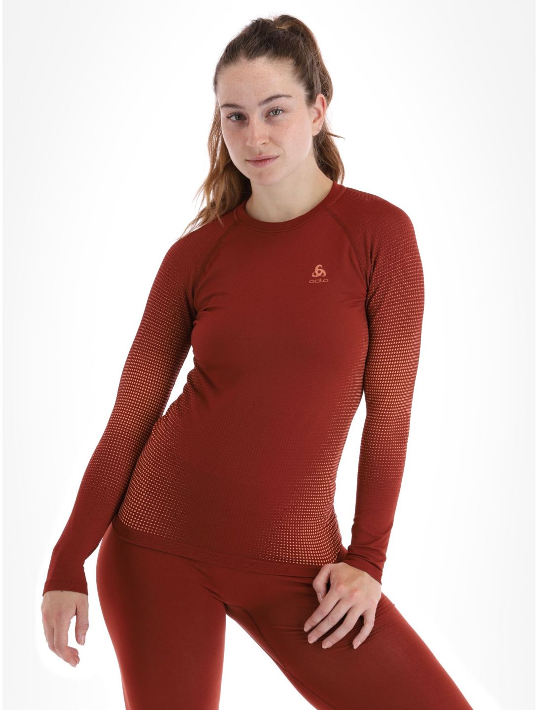 Odlo, Perfomance Warm Eco thermoshirt dames Spiced Apple bordeaux 