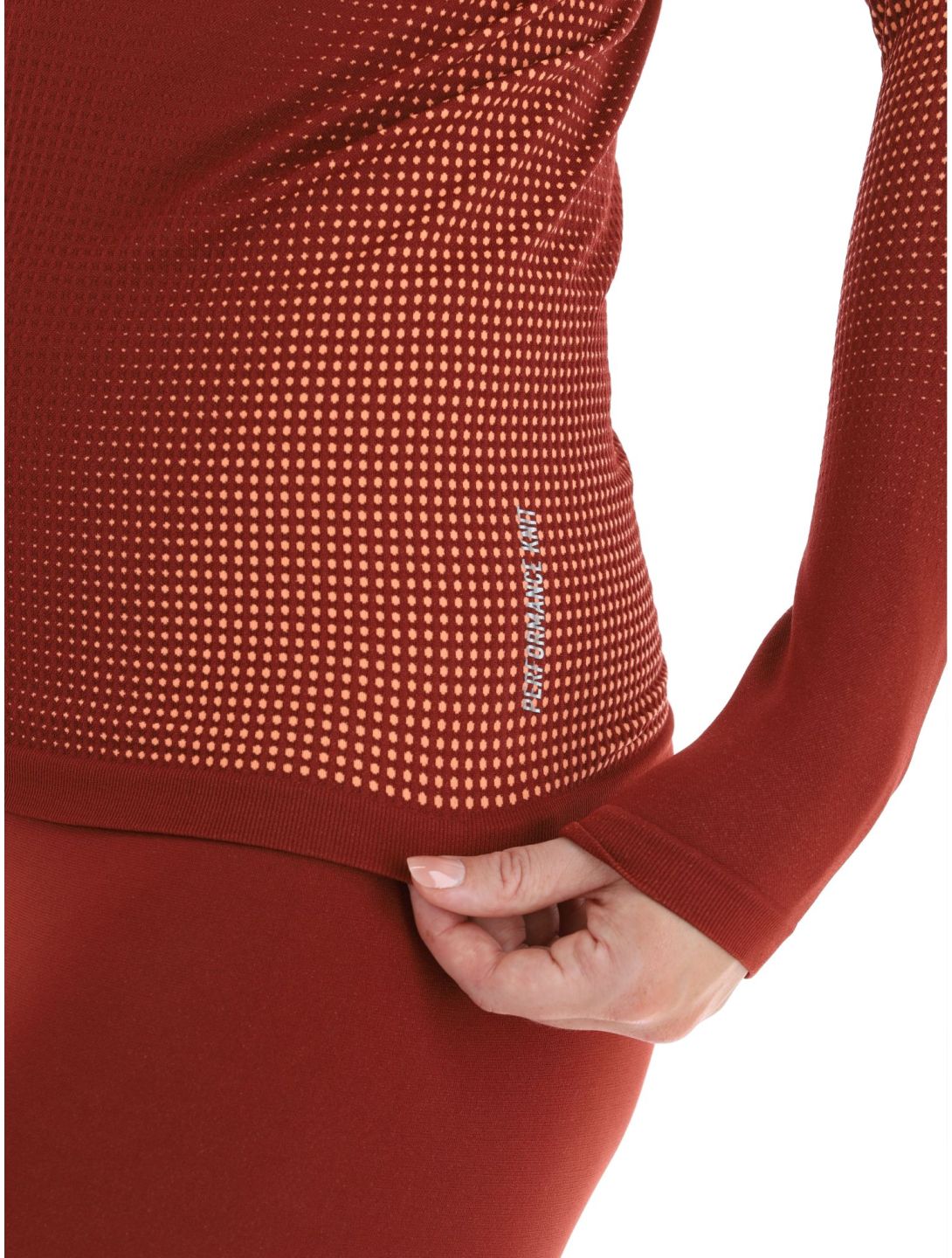 Odlo, Perfomance Warm Eco thermoshirt dames Spiced Apple bordeaux 