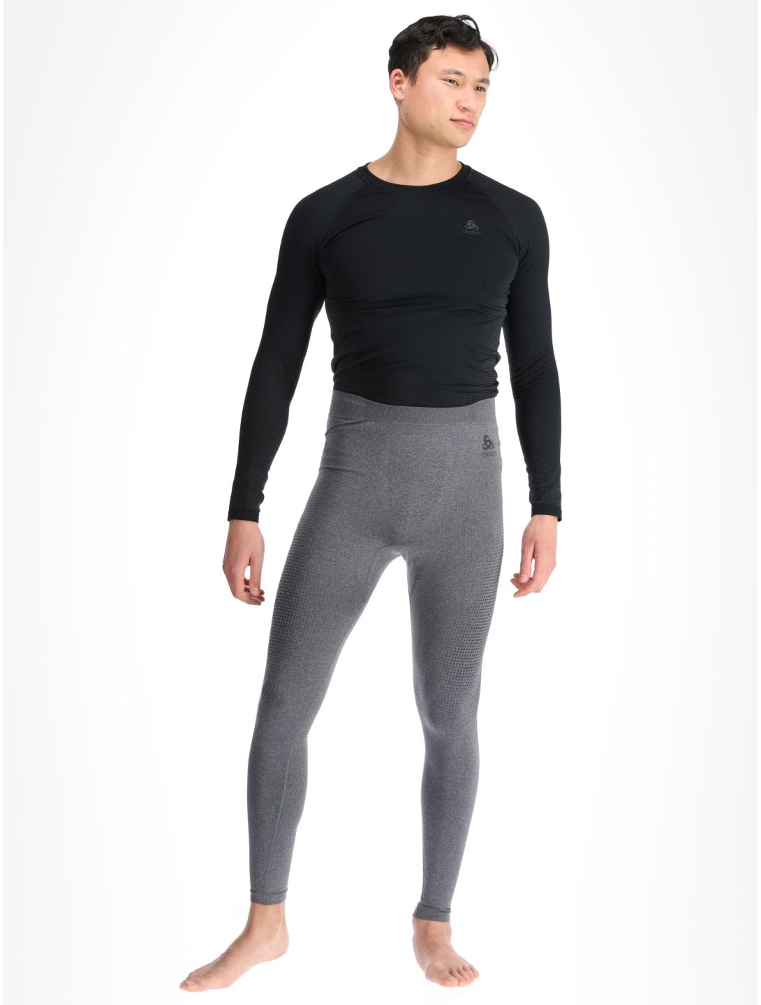 Odlo, Performance Warm Eco thermal pants slim fit men Melange black, grey 