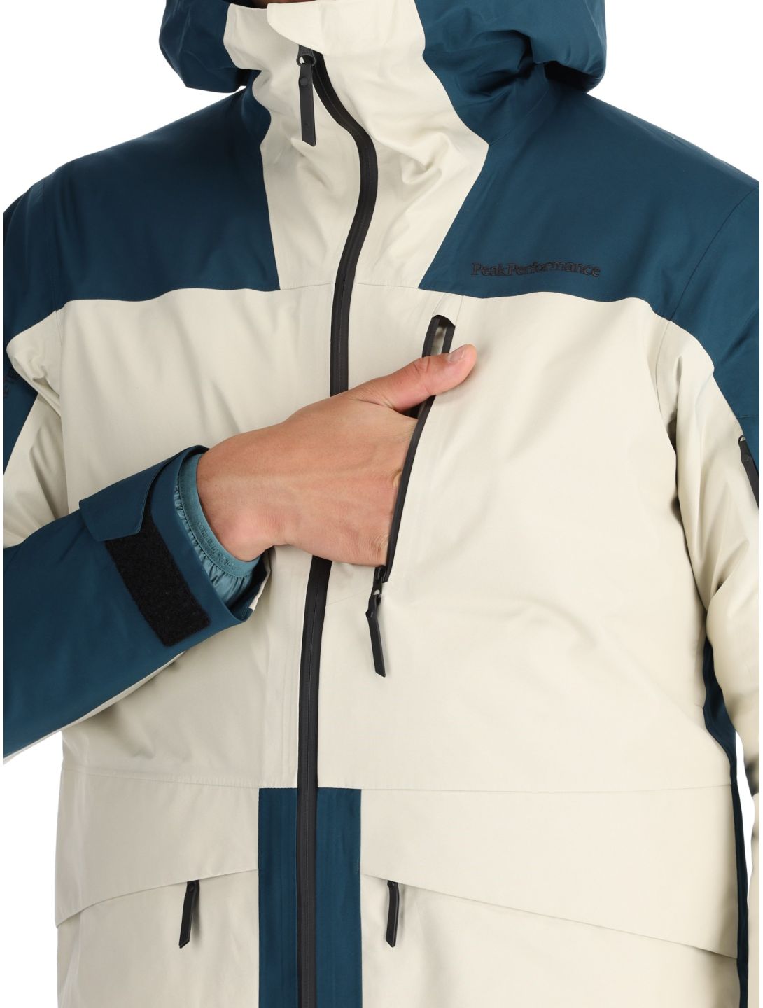 Peak Performance, M Vertical Gore-Tex 3L hardshell ski-jas heren Infinity Teel / Sand Fog beige, blauw 