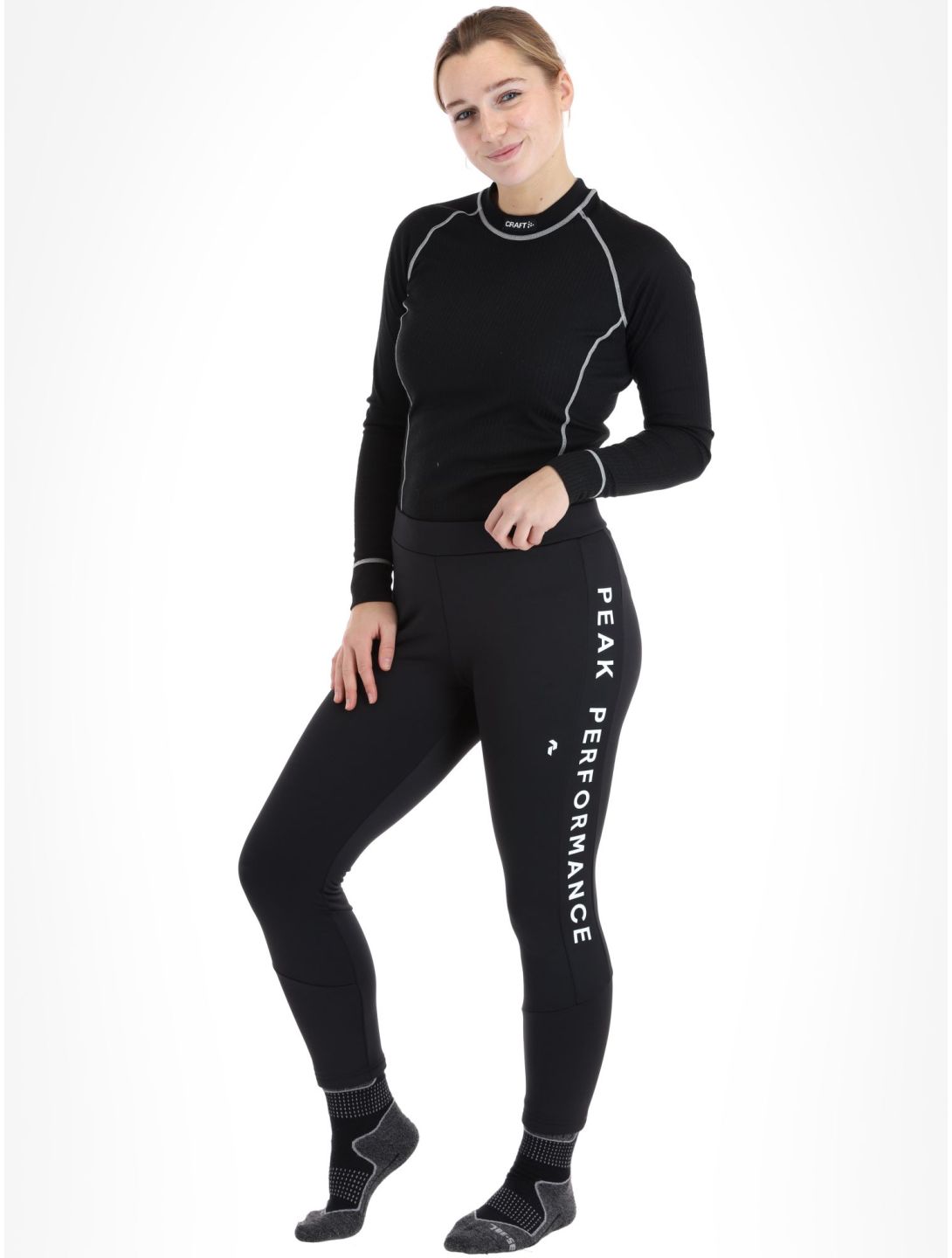 Peak Performance, W Rider Mid thermobroek dames Black-Black zwart 