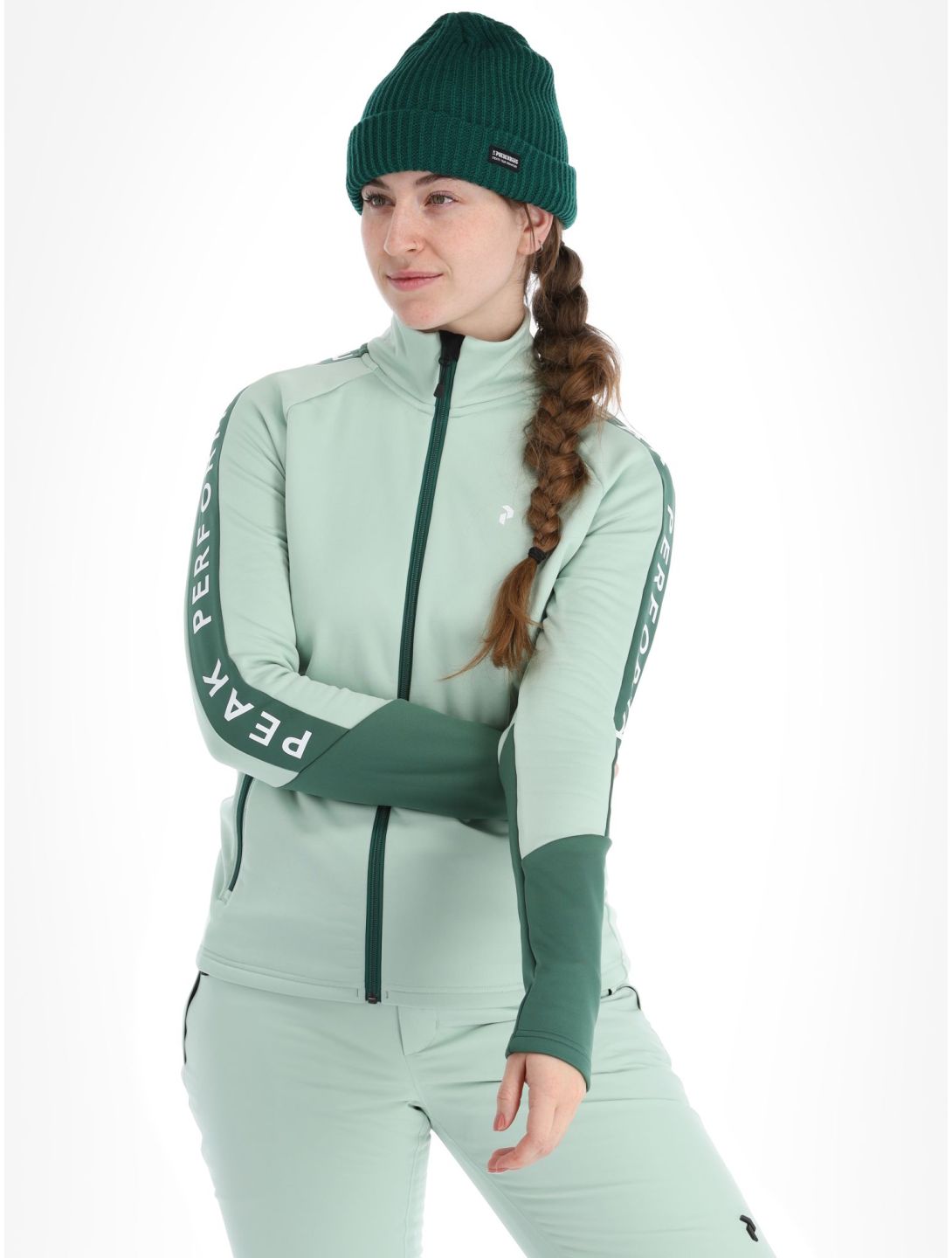 Peak Performance, W Rider Mid Zip vest dames Delta Green Smoke Pine groen 