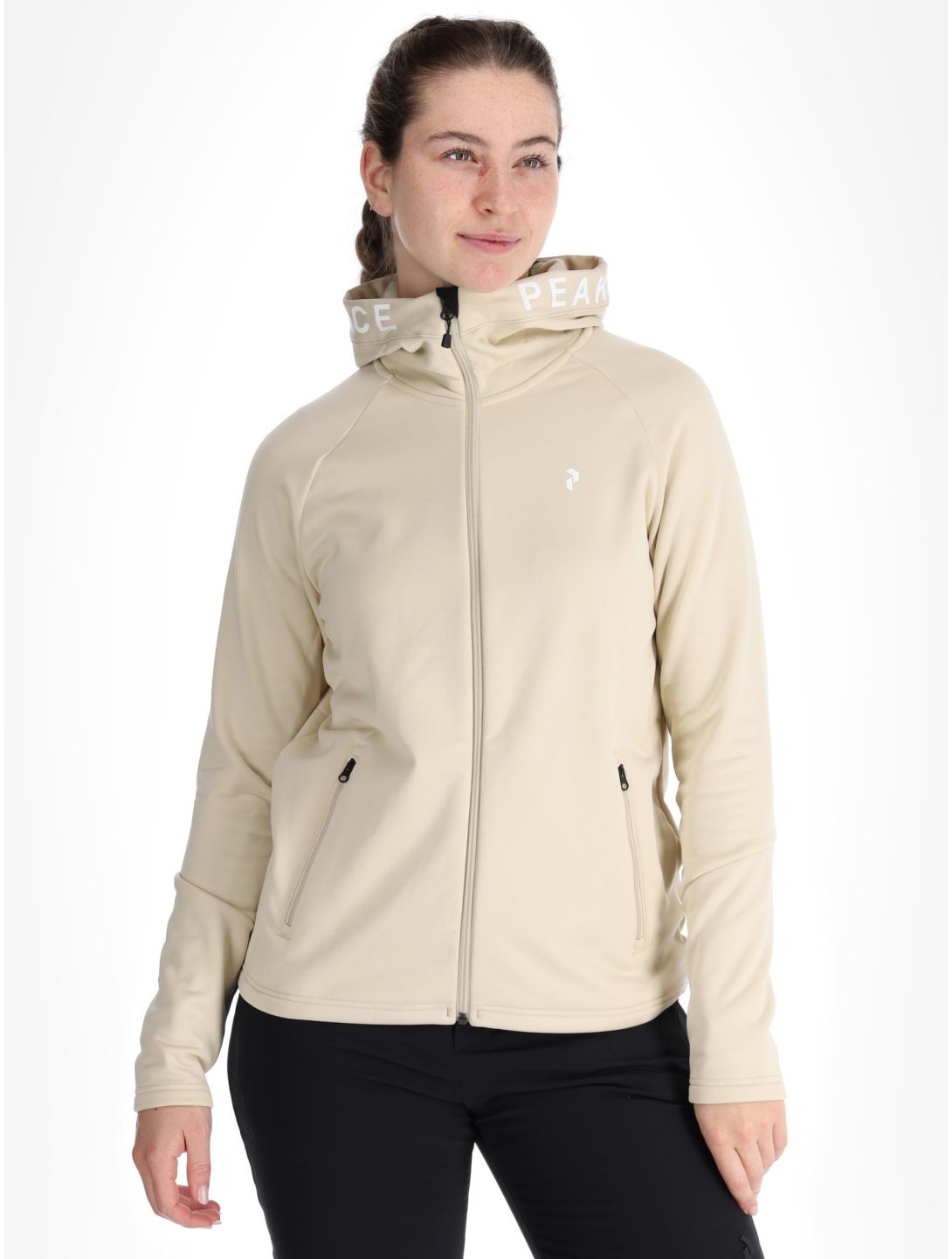 Peak Performance, W Rider Zip Hood EA Vest dames Sand Fog Beige 