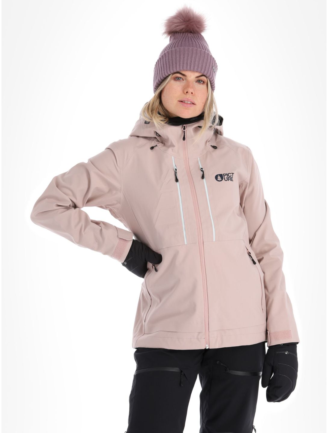 Picture, Aeron 3L hardshell ski-jas dames Shadow Gray roze 