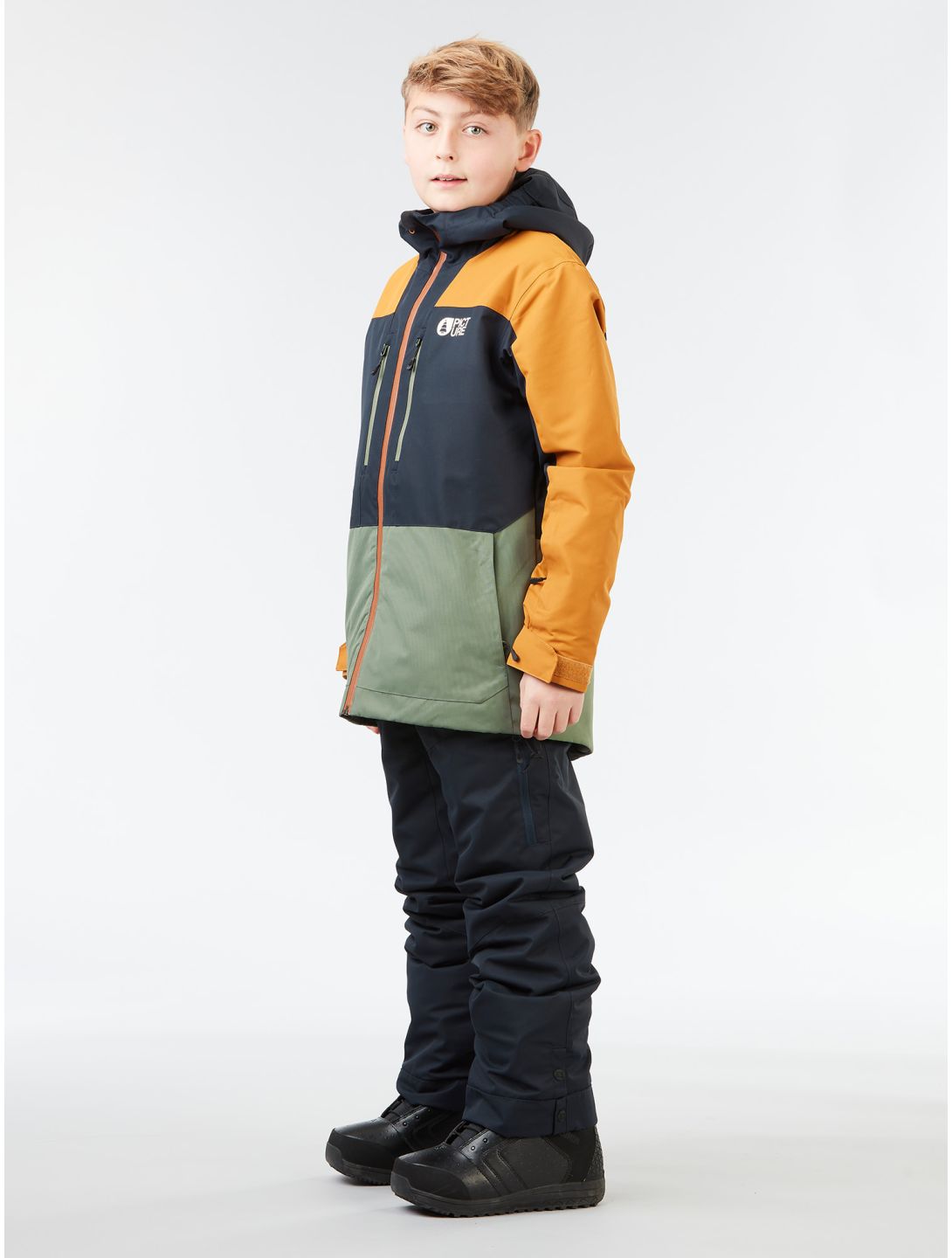 Picture, Daumy ski-jas kinderen Dark Blue blauw, groen, oranje 