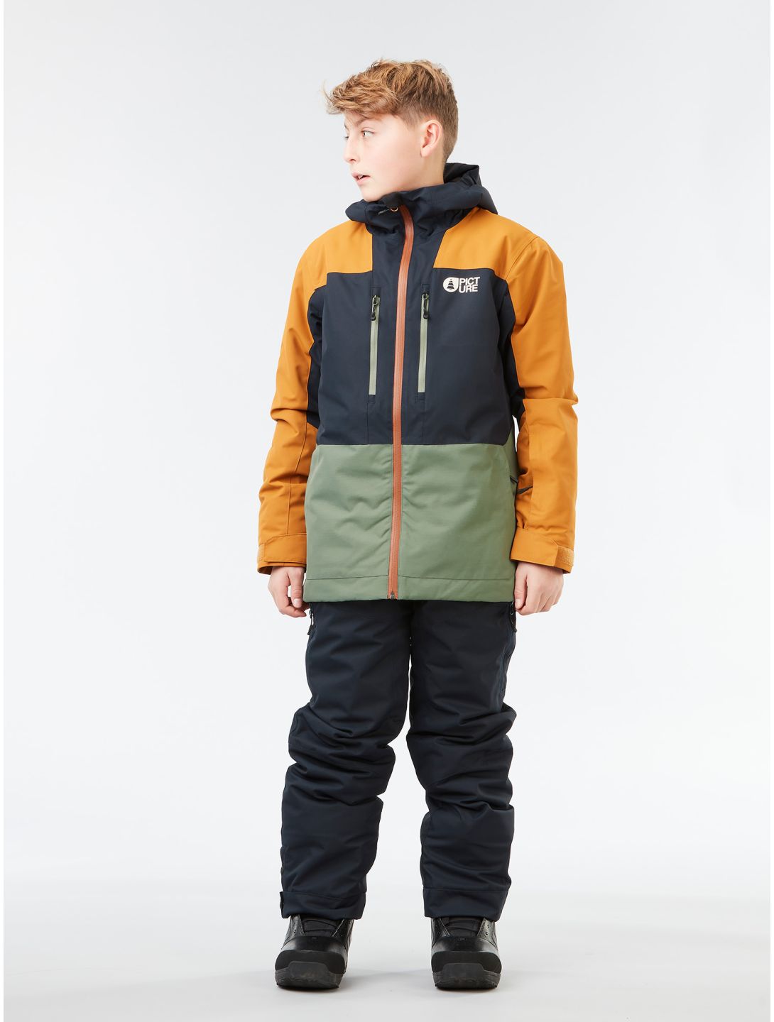 Picture, Daumy ski-jas kinderen Dark Blue blauw, groen, oranje 