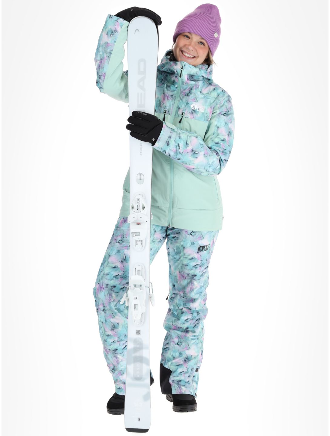 Picture, Exa ski-jas dames Blurry Water Print Silt Green groen 