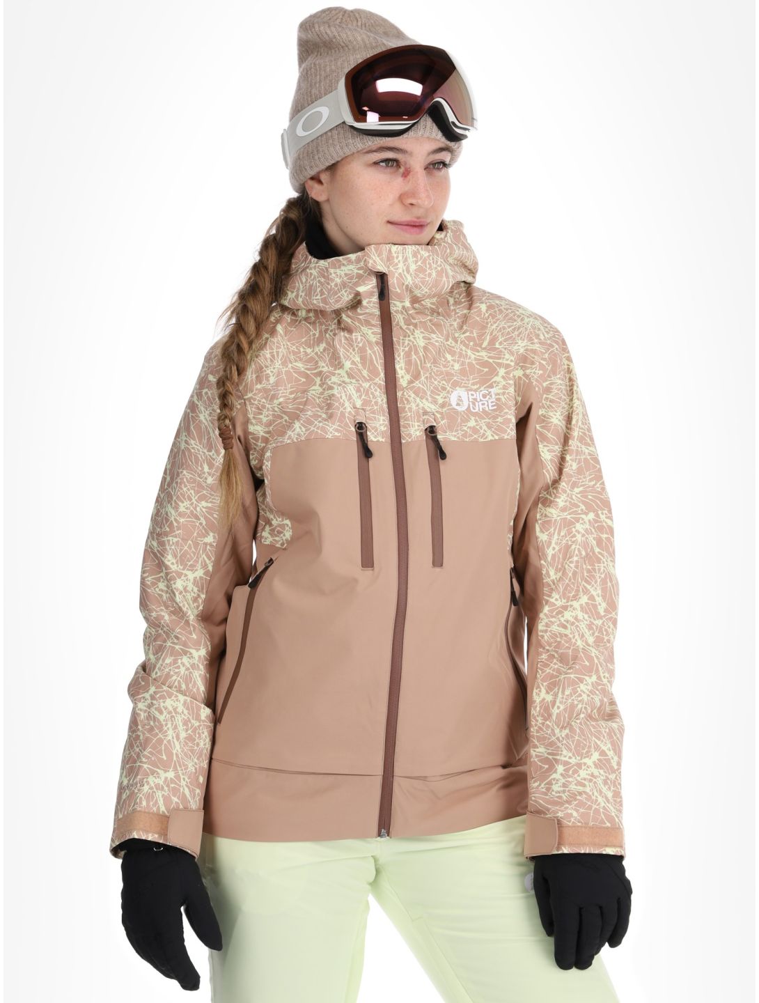 Picture, Exa ski-jas dames Textury Print Roebuck bruin 