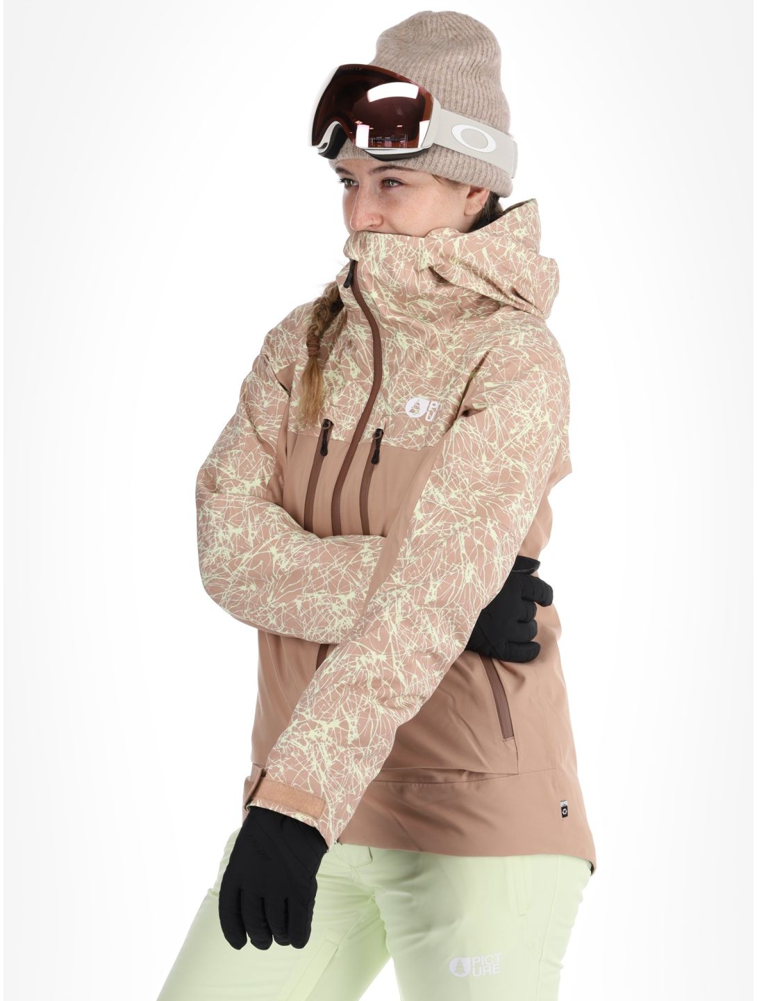 Picture, Exa ski-jas dames Textury Print Roebuck bruin 