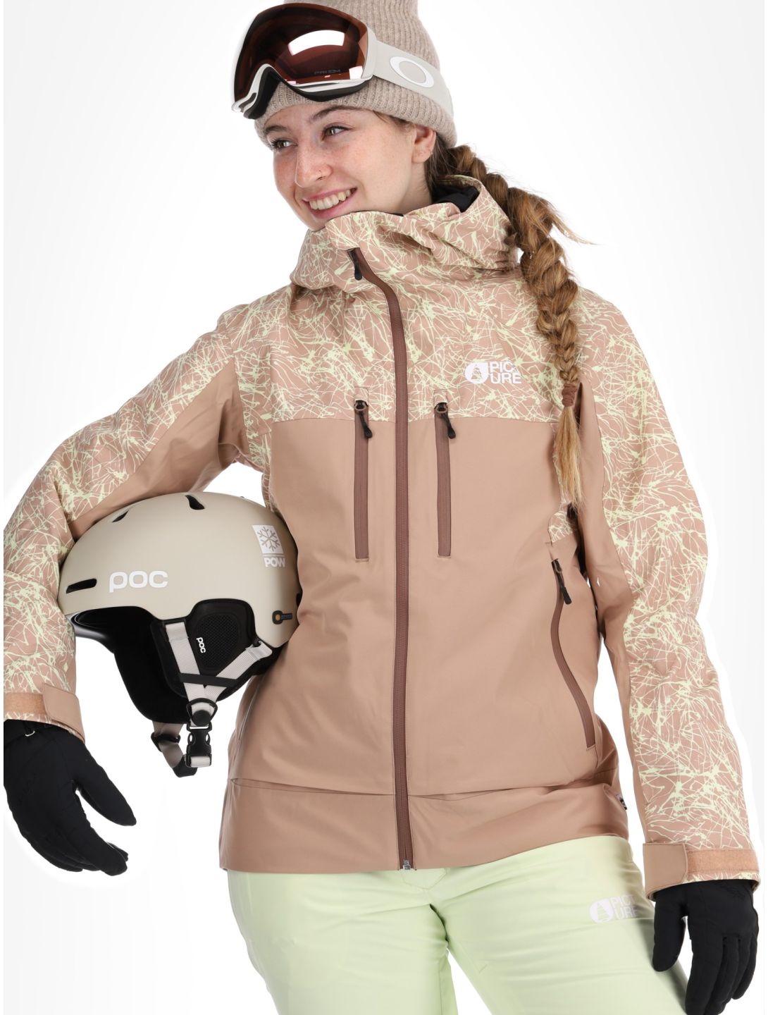 Picture, Exa ski-jas dames Textury Print Roebuck bruin 