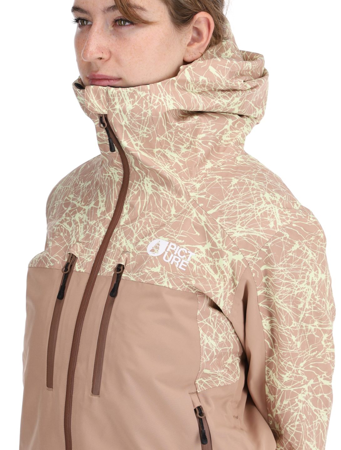 Picture, Exa ski-jas dames Textury Print Roebuck bruin 