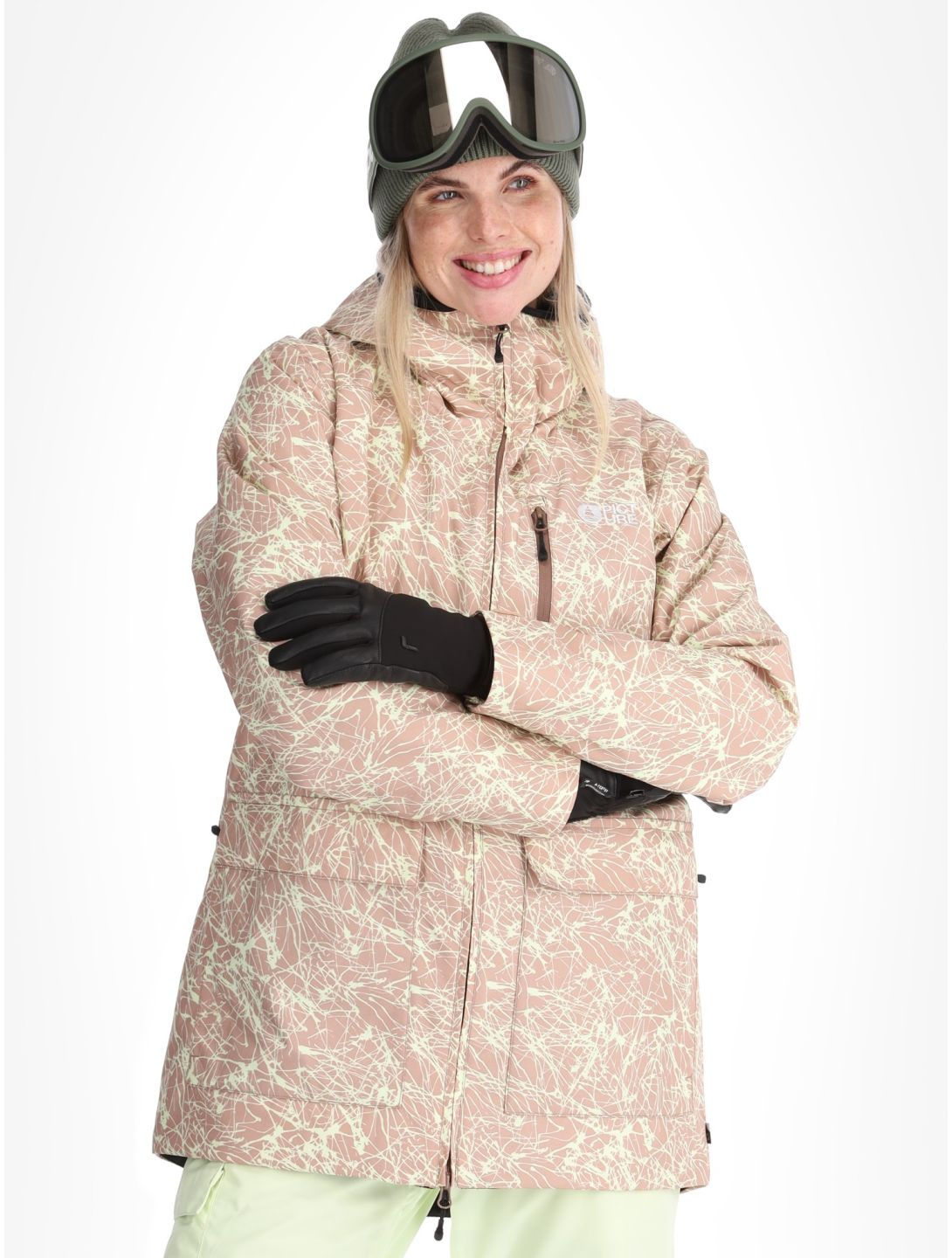 Picture, Glawi ski-jas dames Textury Print beige 