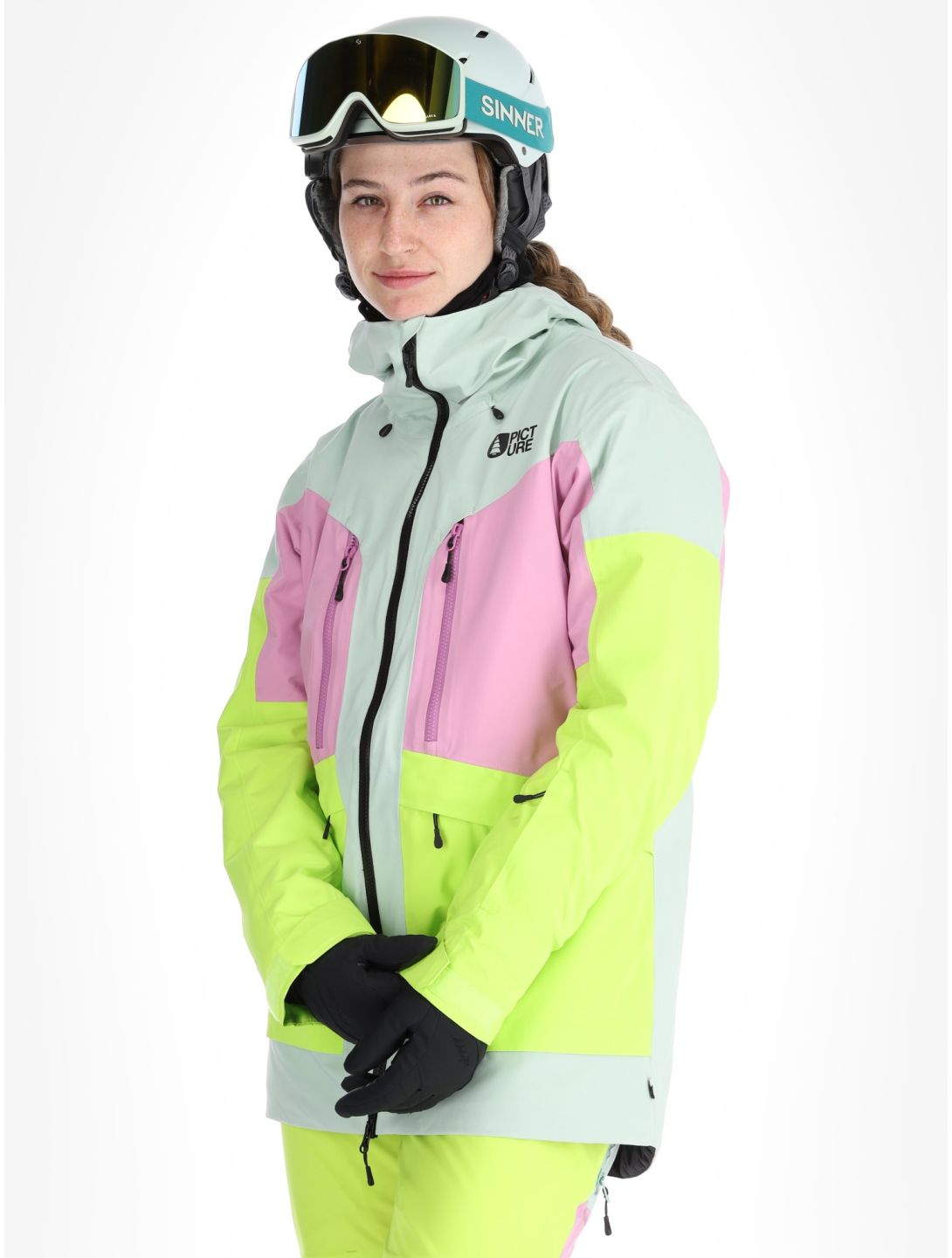 Picture, Haakon ski-jas dames Silt Green Orchid Acid groen, roze 