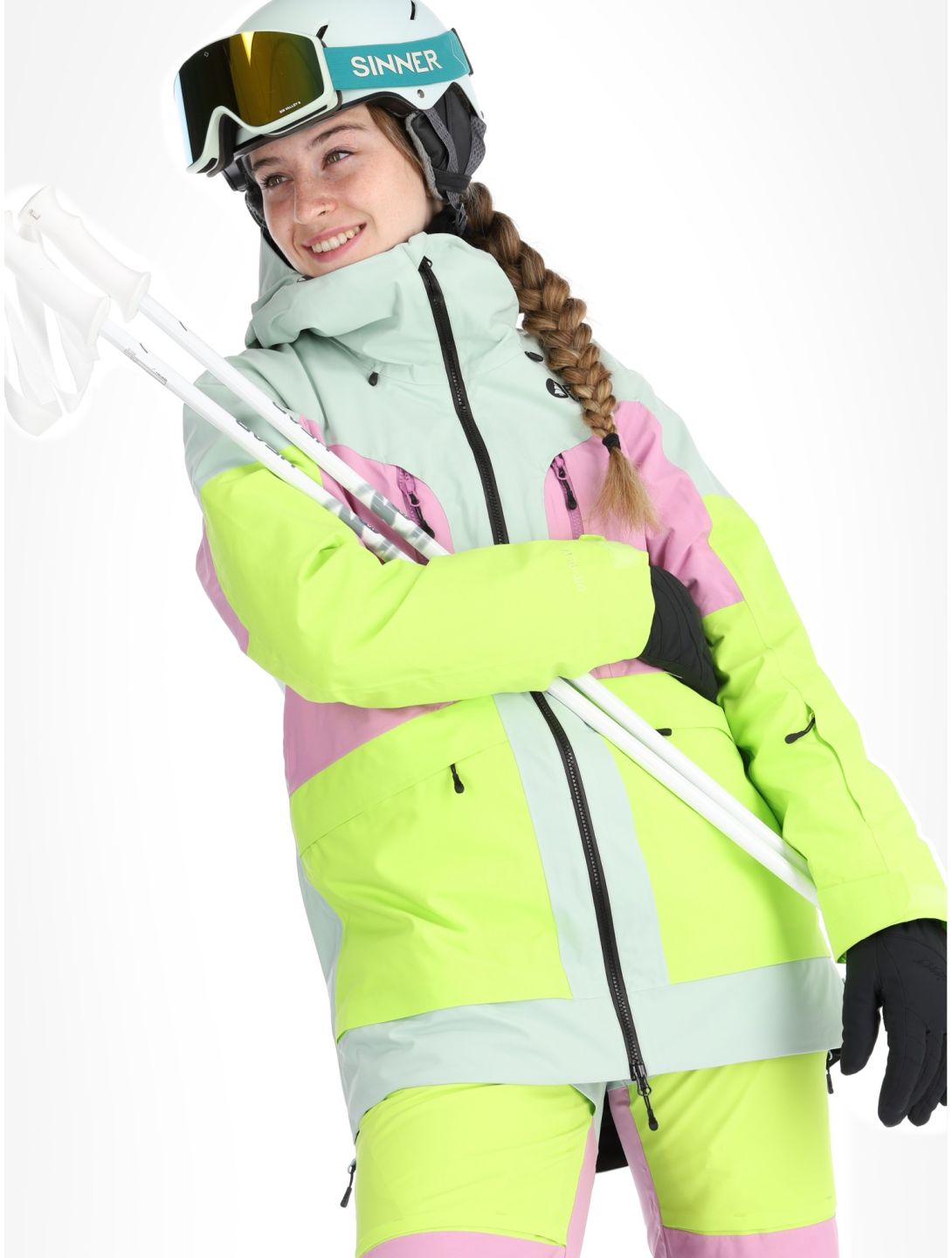 Picture, Haakon ski-jas dames Silt Green Orchid Acid groen, roze 