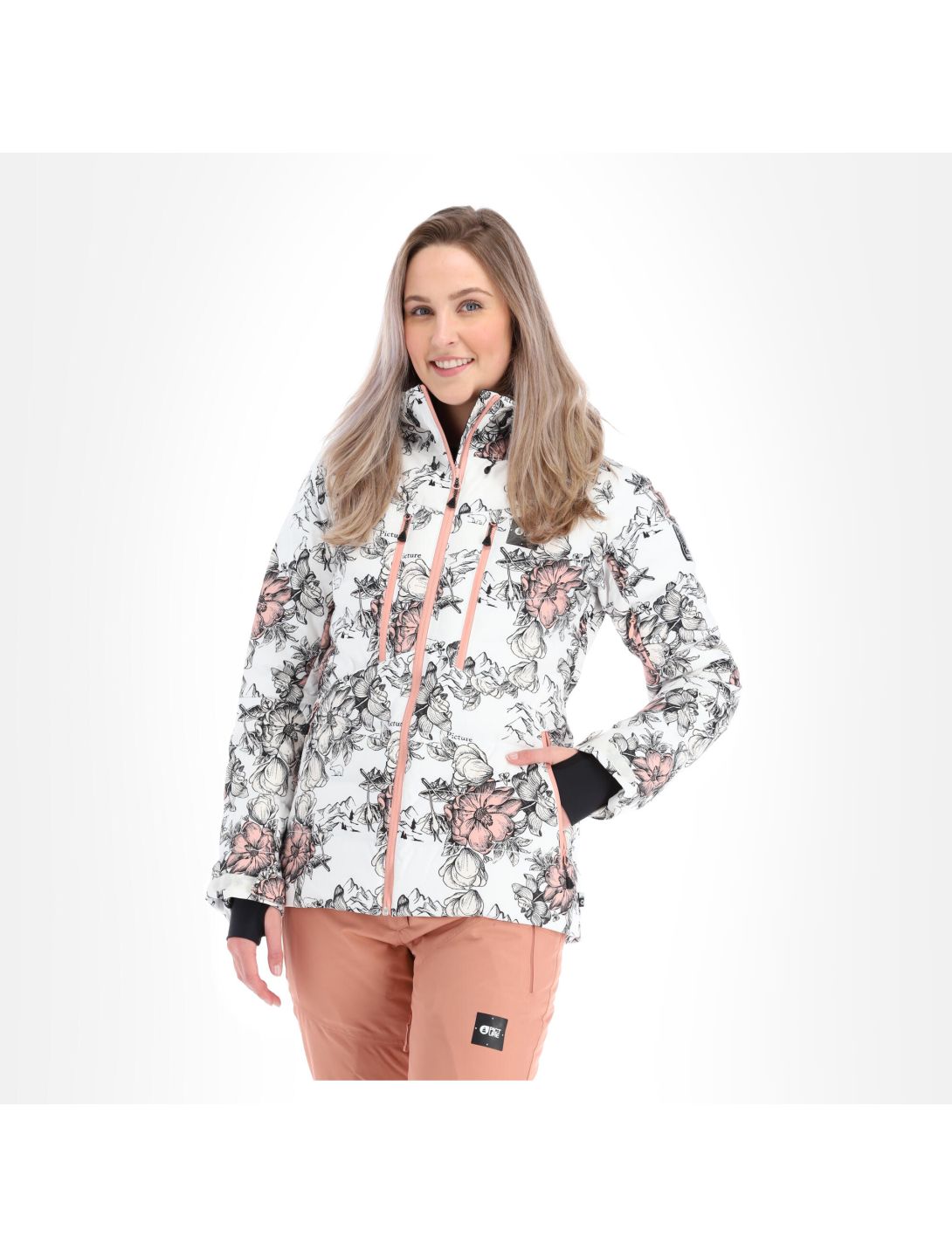 Picture, Pluma Jkt ski-jas slim fit dames peonies Wit