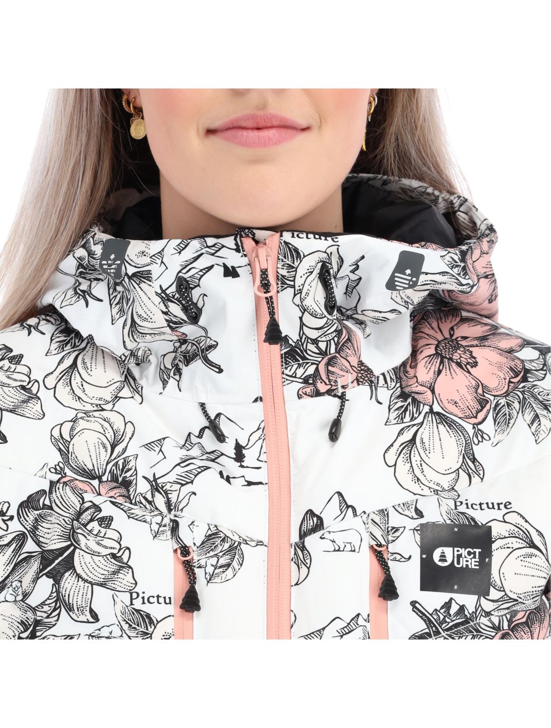 Picture, Pluma Jkt ski-jas slim fit dames peonies Wit