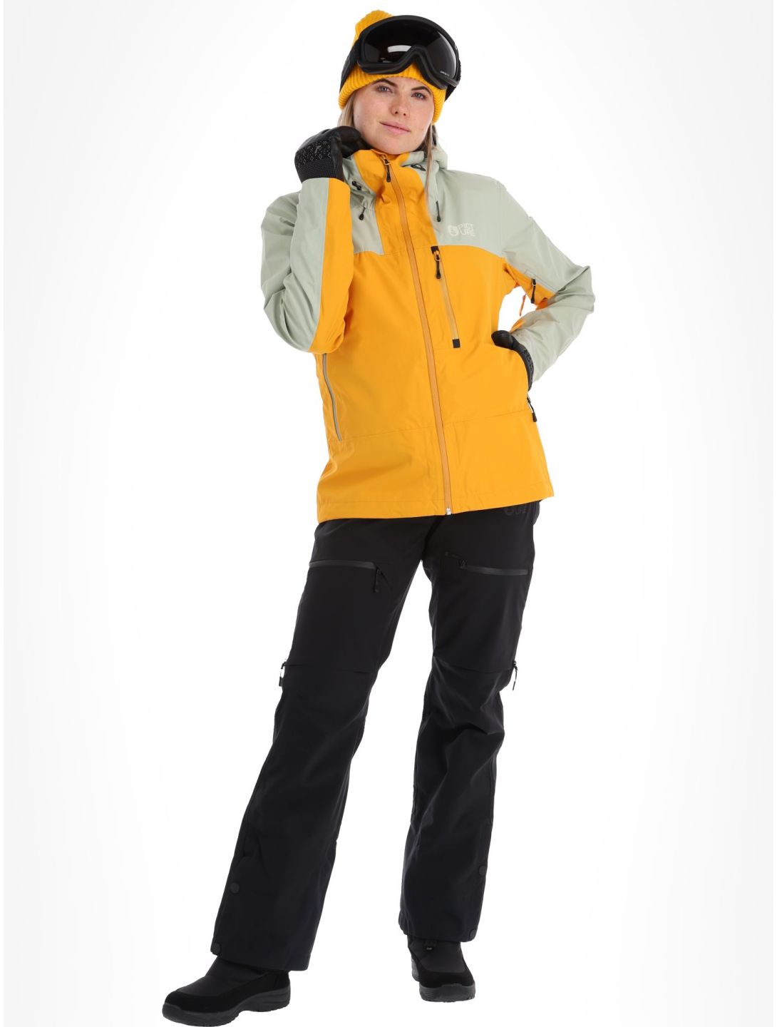 Picture, Sylva 3L hardshell ski-jas dames Autumn Blaze geel, groen 