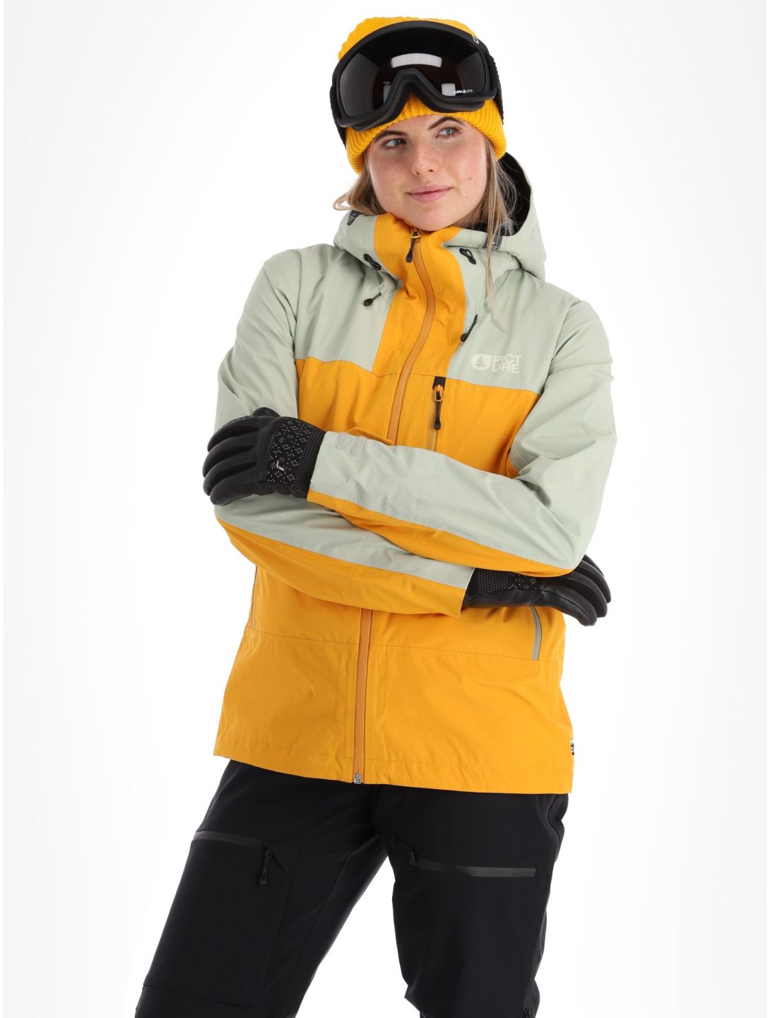 Picture, Sylva 3L hardshell ski-jas dames Autumn Blaze geel, groen 