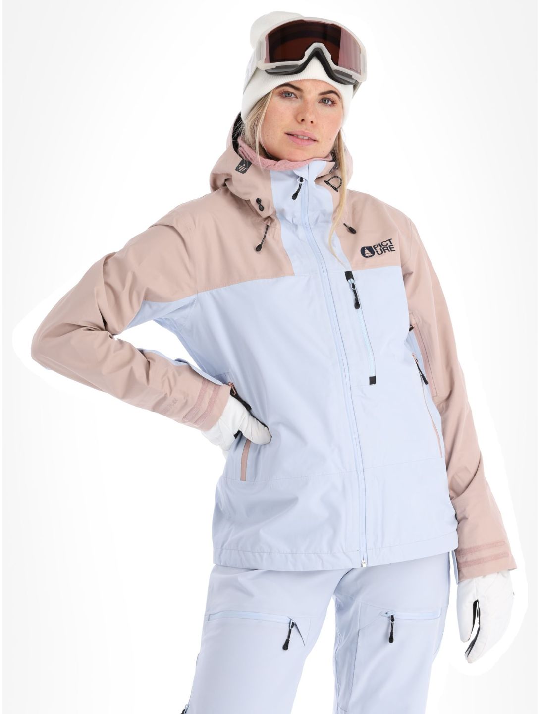 Picture, Sylva 3L hardshell ski-jas dames Ice Melt blauw, roze 