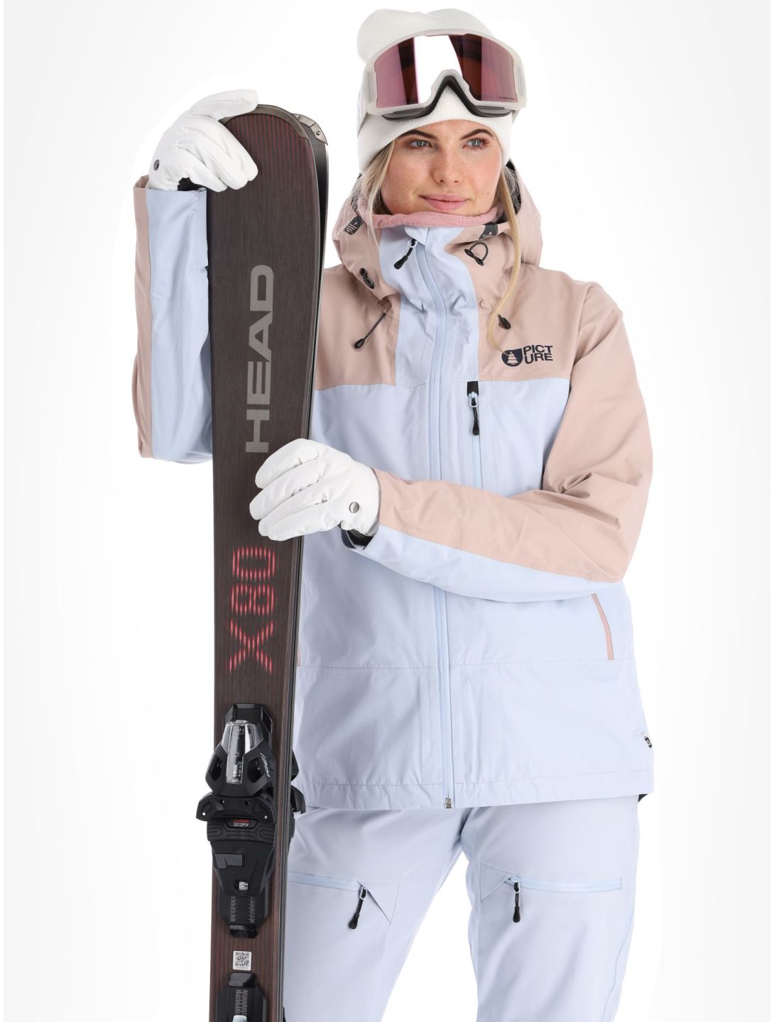 Picture, Sylva 3L hardshell ski-jas dames Ice Melt blauw, roze 