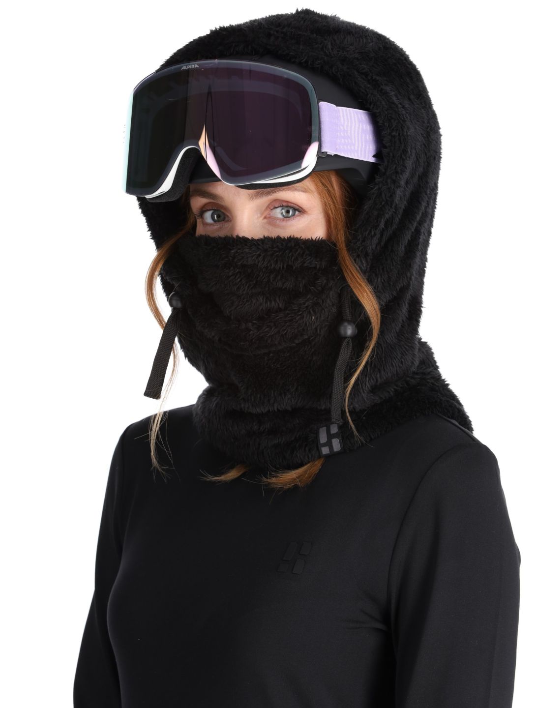 Poederbaas, Fluffy Balaclava skimasker unisex Black zwart 