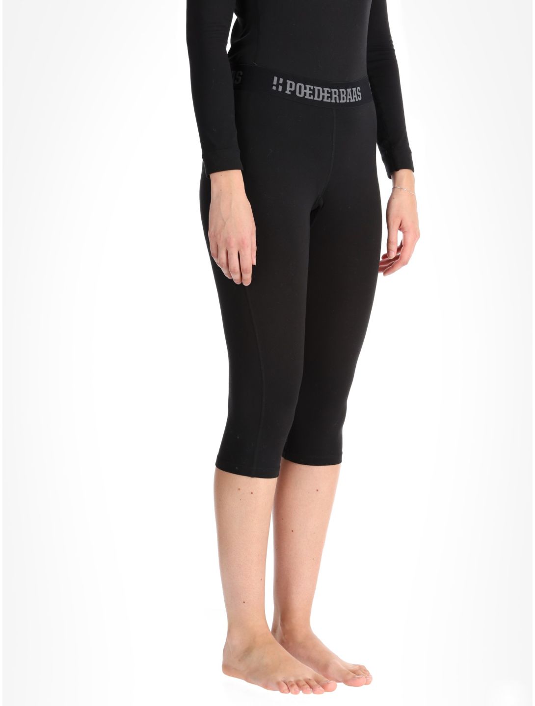 Poederbaas, Lightweight Baselayer 3/4 thermobroek dames Black zwart 