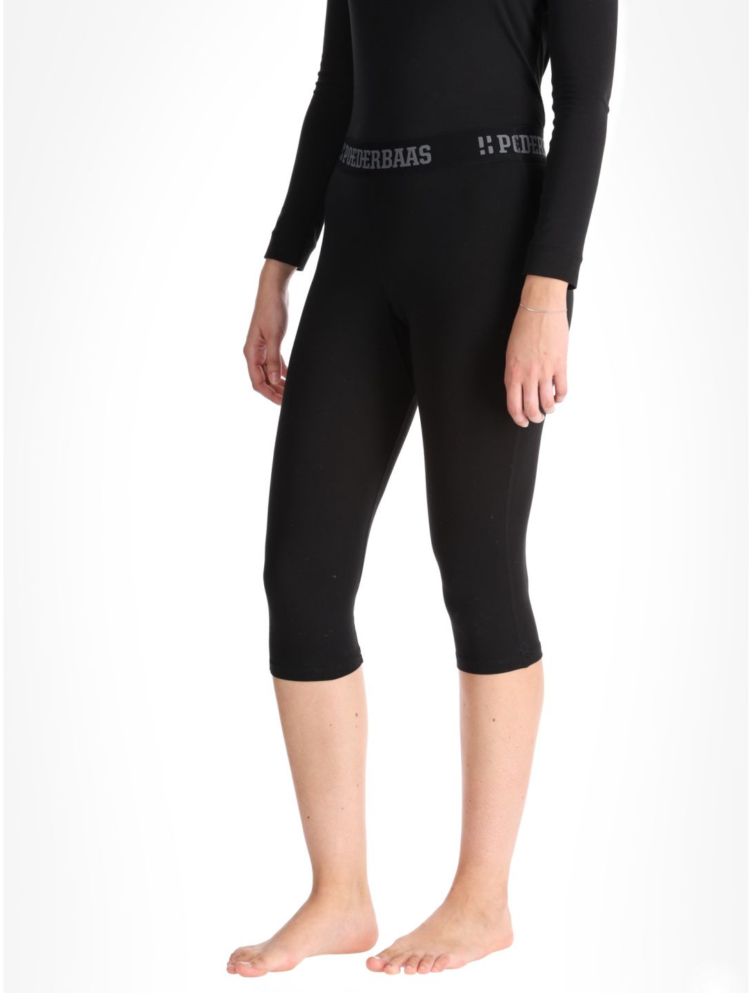 Poederbaas, Lightweight Baselayer 3/4 thermobroek dames Black zwart 