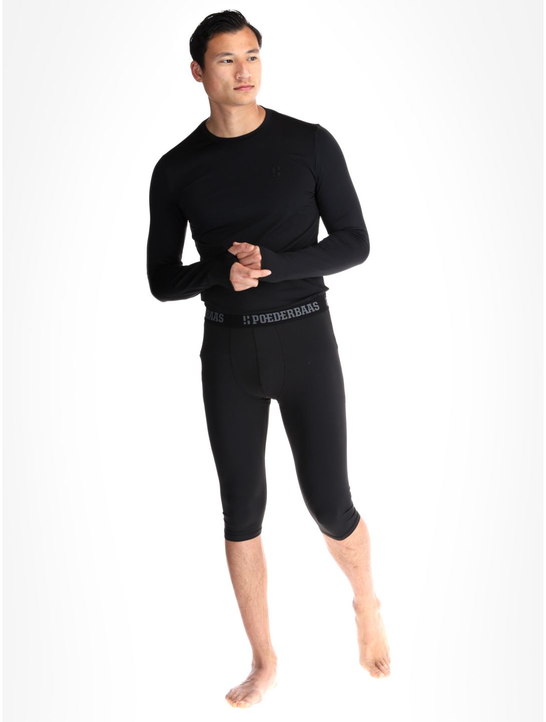 Poederbaas, Lightweight Baselayer 3/4 FB Thermobroek heren Black Zwart 