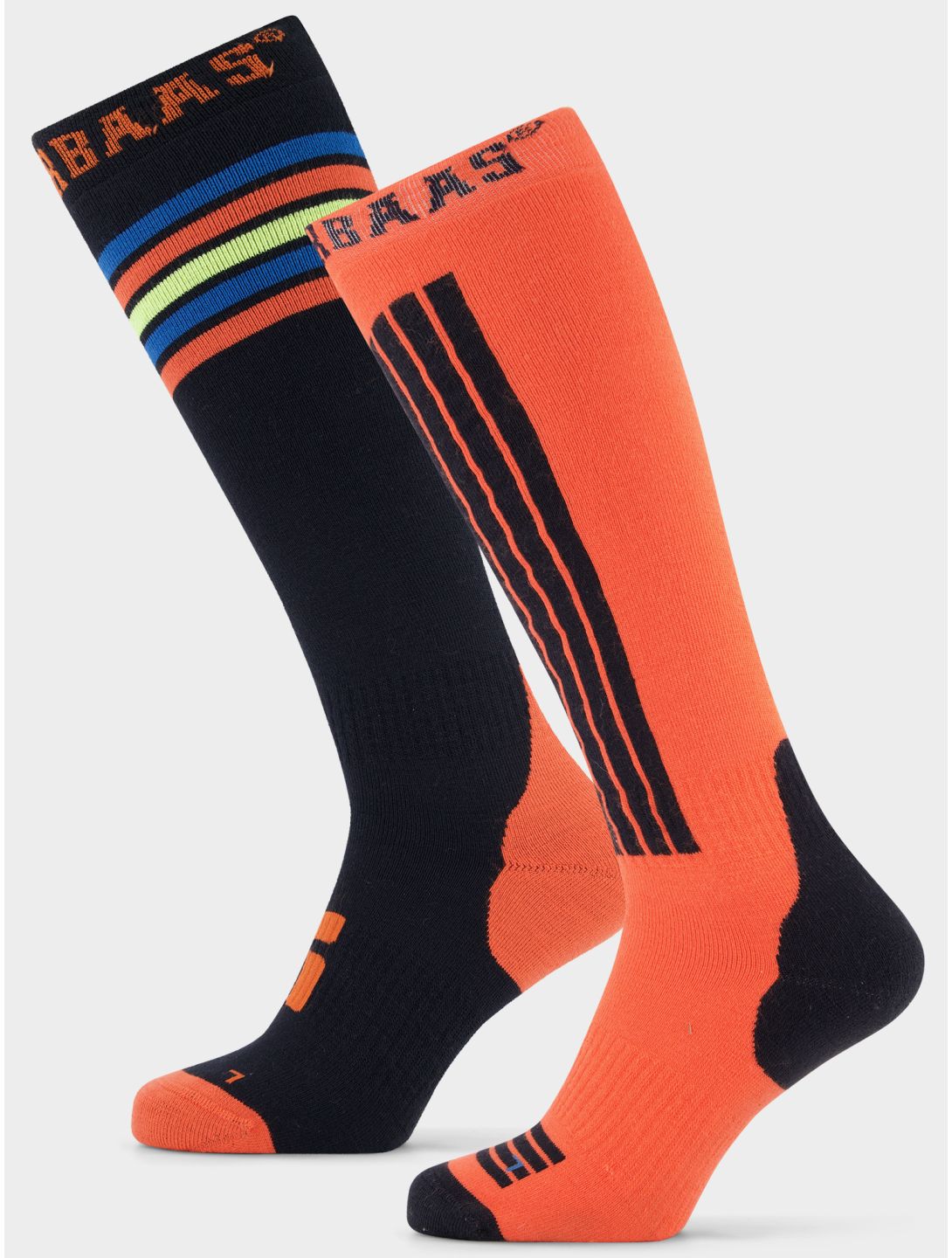 Poederbaas, Striped Ski Socks 2-pack skisokken 2-pack unisex Orange Multi multicolor, oranje 