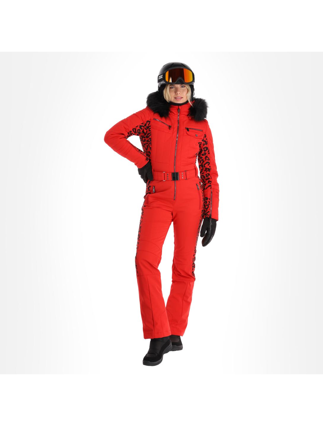 Poivre Blanc, Stretch Ski Overall ski overall dames leopard scarlet rood 