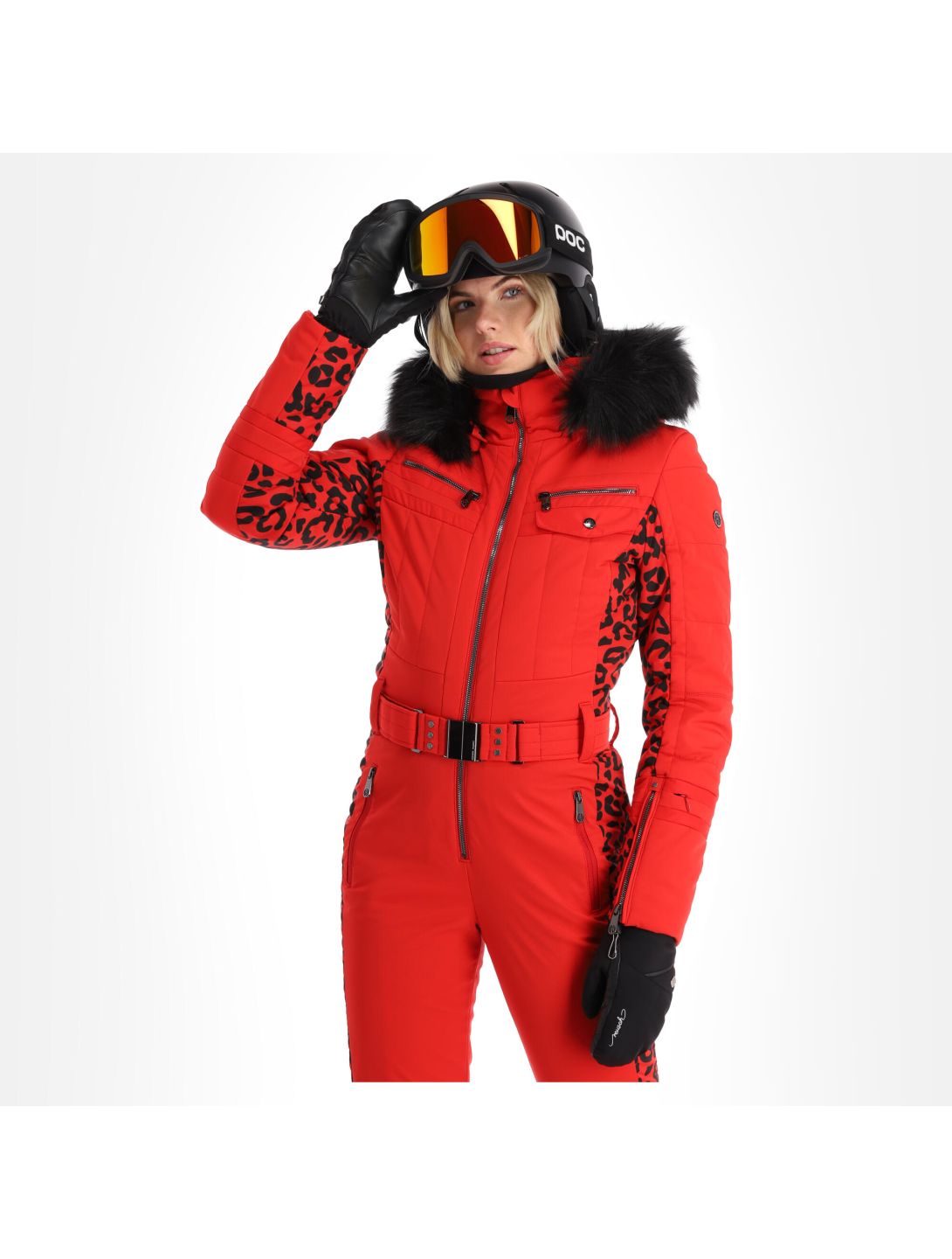 Poivre Blanc, Stretch Ski Overall ski overall dames leopard scarlet rood 